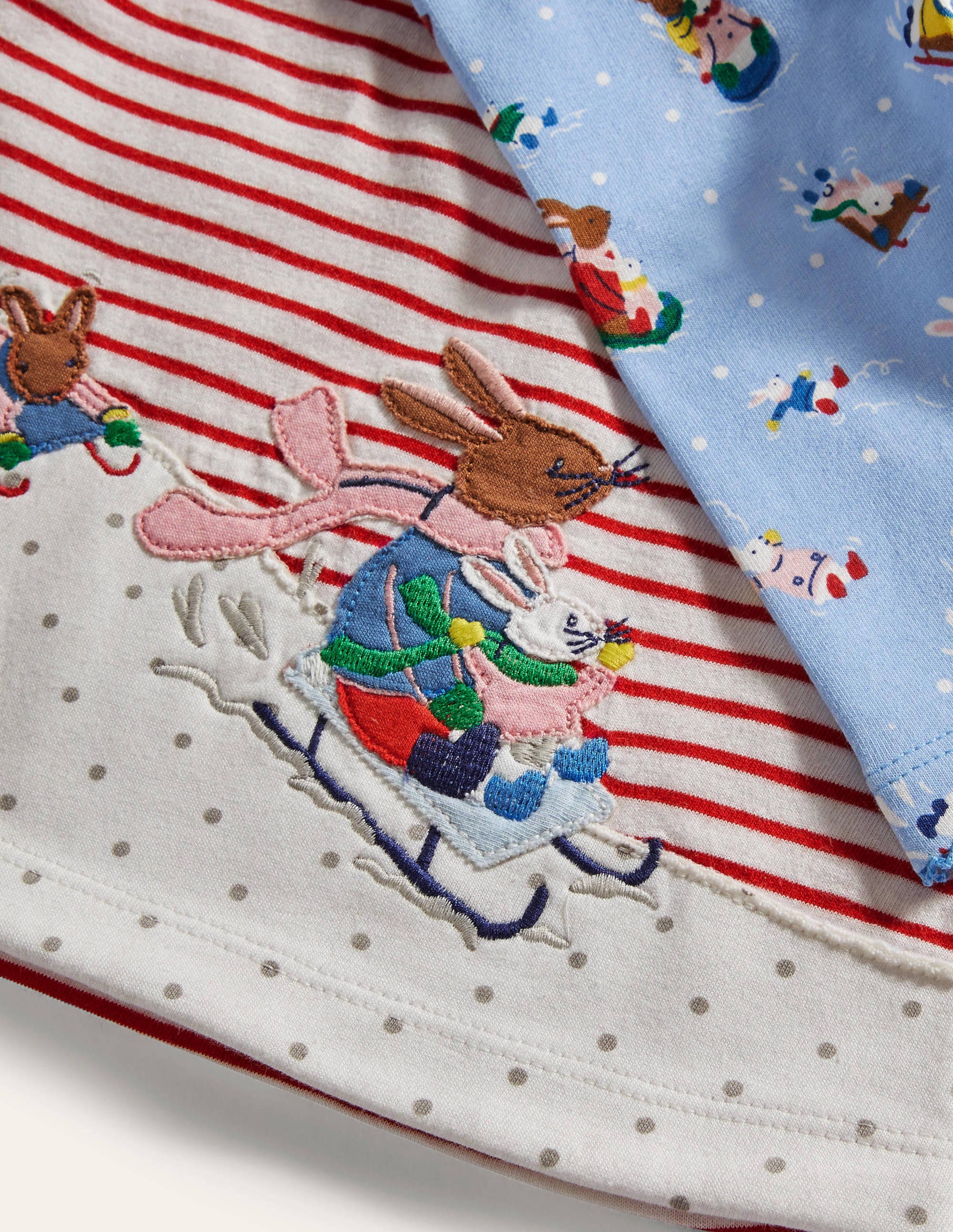 Big Appliqué Dress Set-Sky Blue Snow Bunnies - Image 3