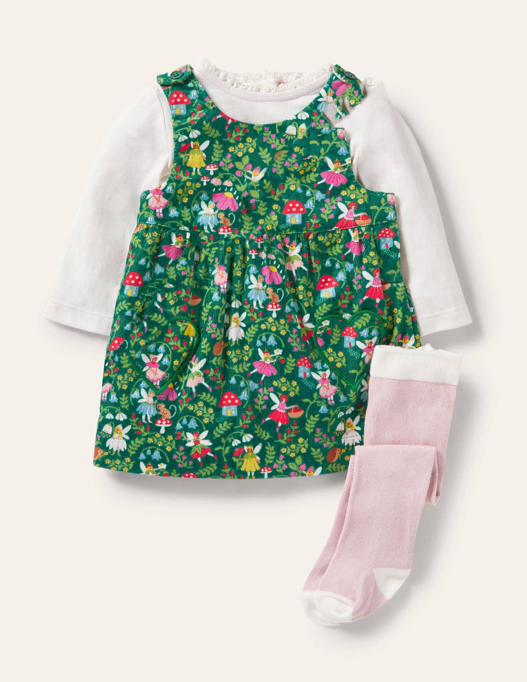 Cord Dress 3 Piece Set-Sardinia Green Fairy Garden - Image 1