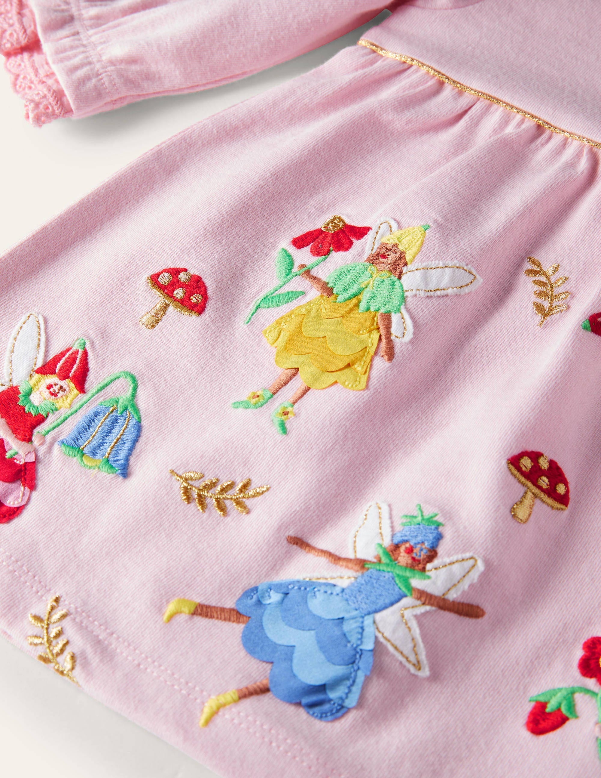 Jersey Appliqué Dress-Boto Pink Fairies - Image 3