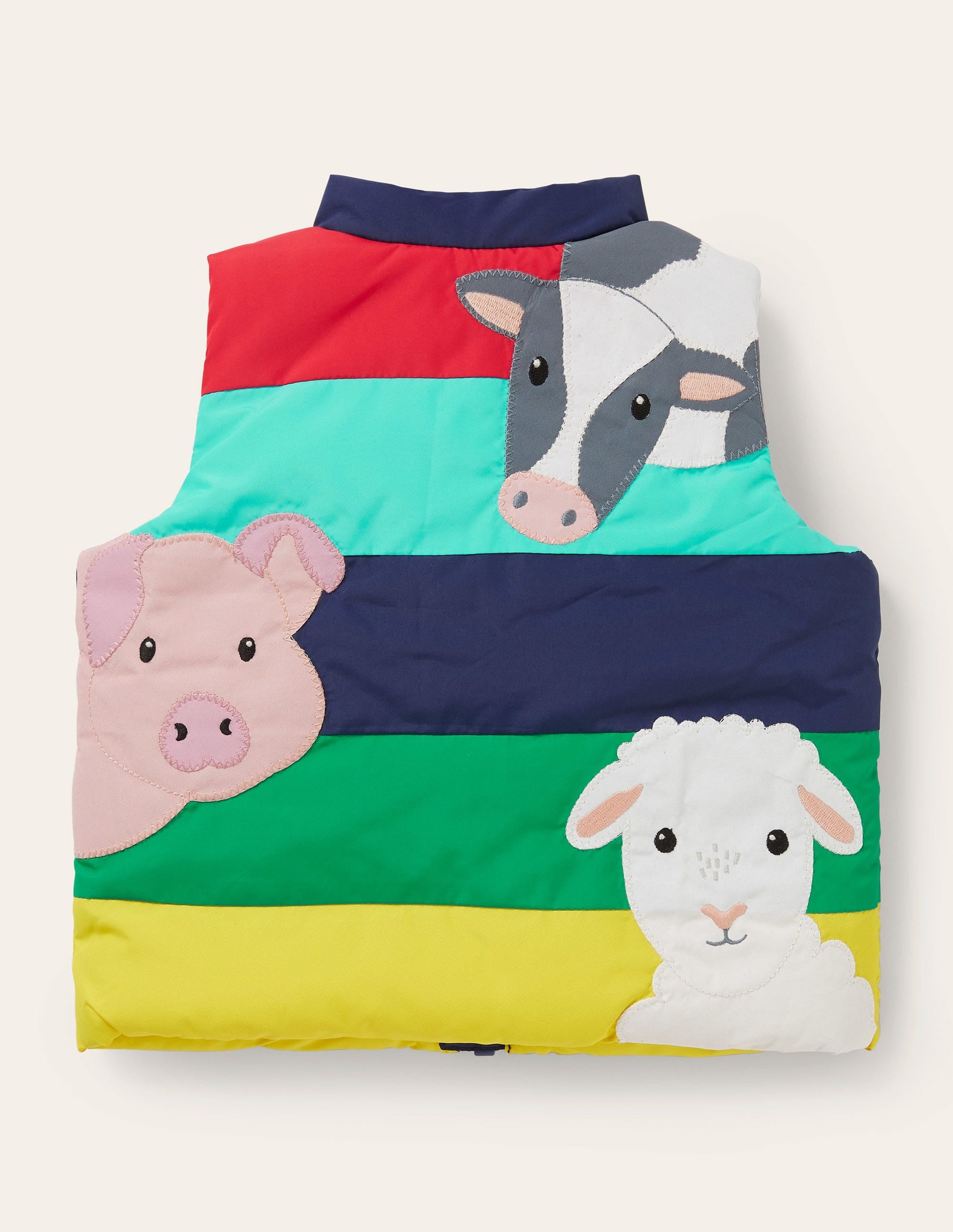 Applique Gilet-Multi Rainbow Farm Animals-2