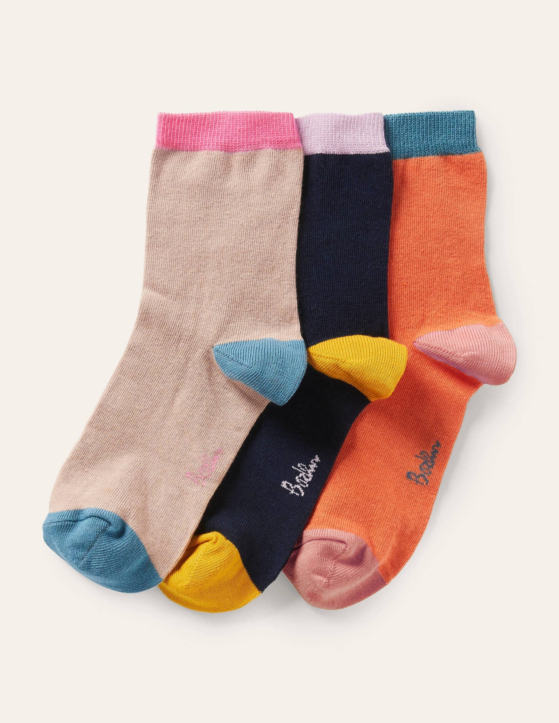 Three Pack Ankle Socks-Plain-1