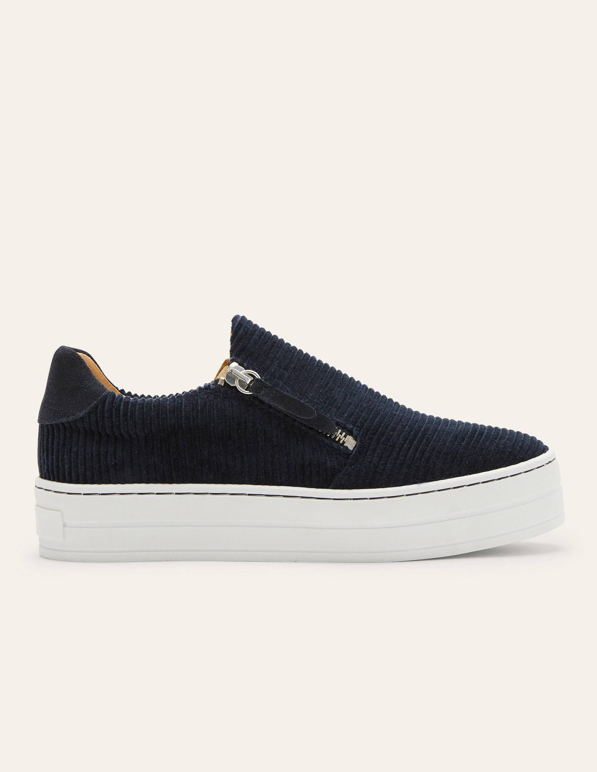 Zip Flatform Trainers-Navy Cord - Image 2
