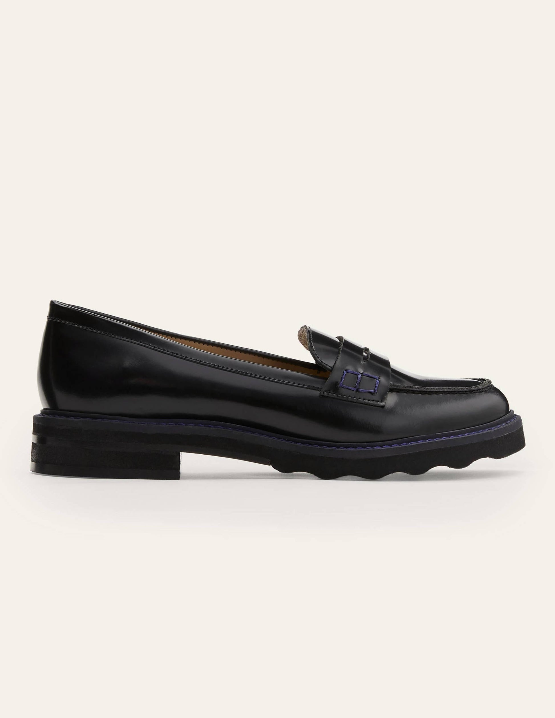 Chunky Penny Loafers-Black/Navy-5