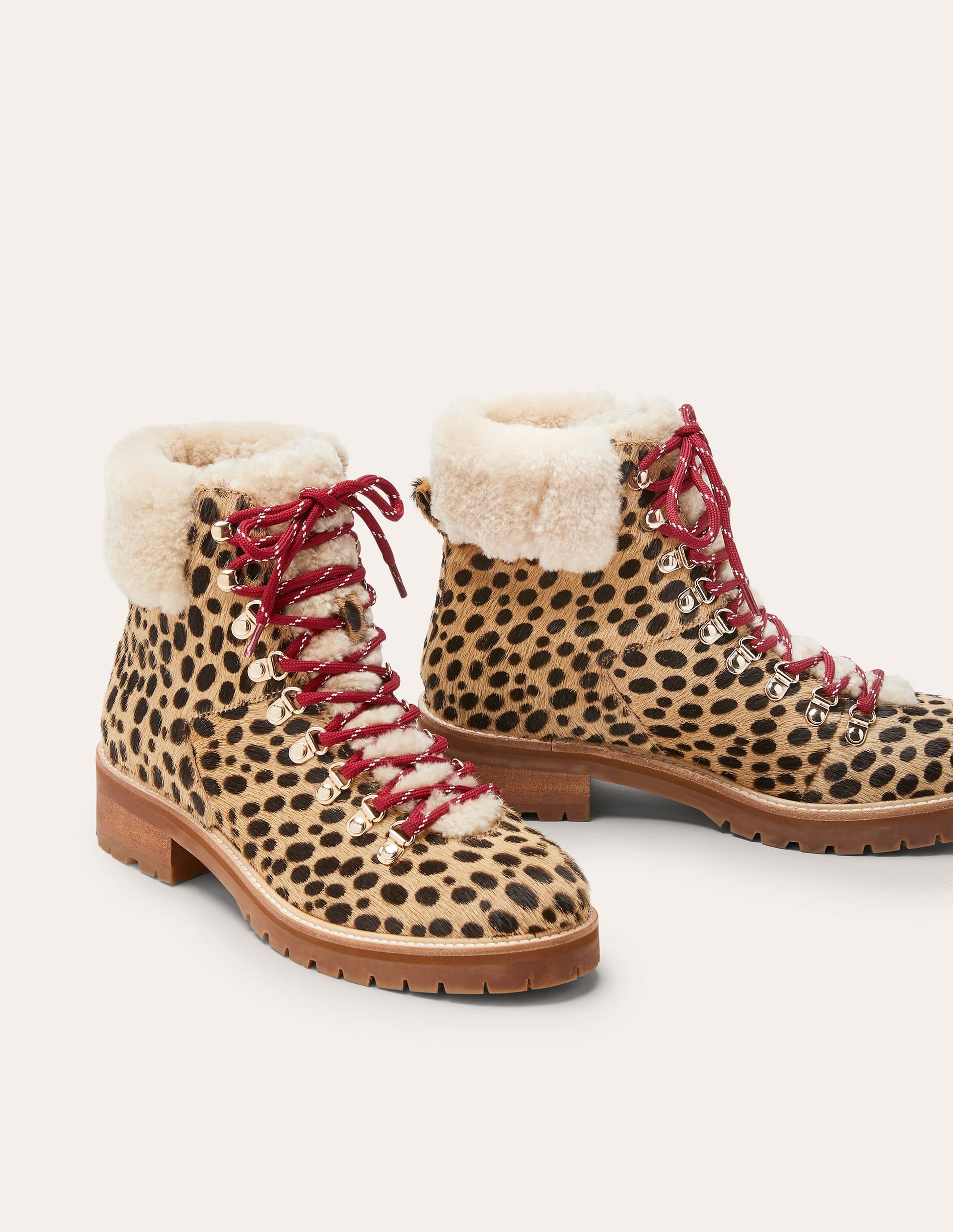 Lace-up Hiking Boots-Tan Leopard-3