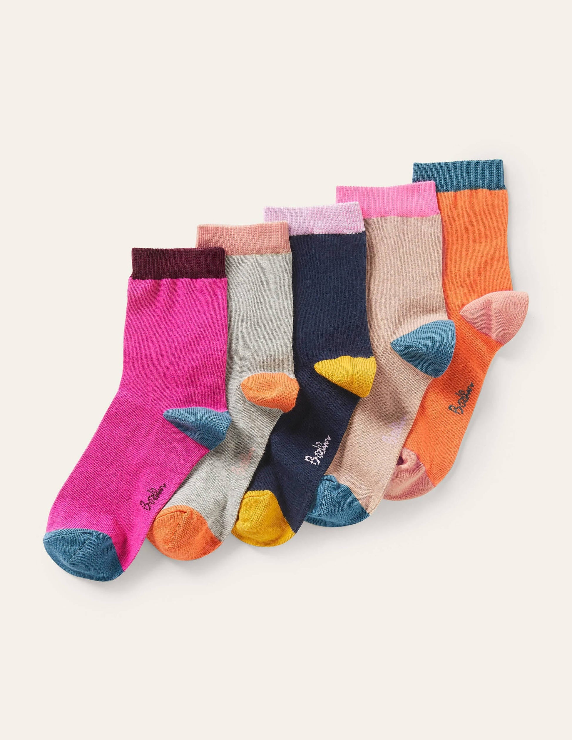 5-Pack Ankle Socks-Plain-1