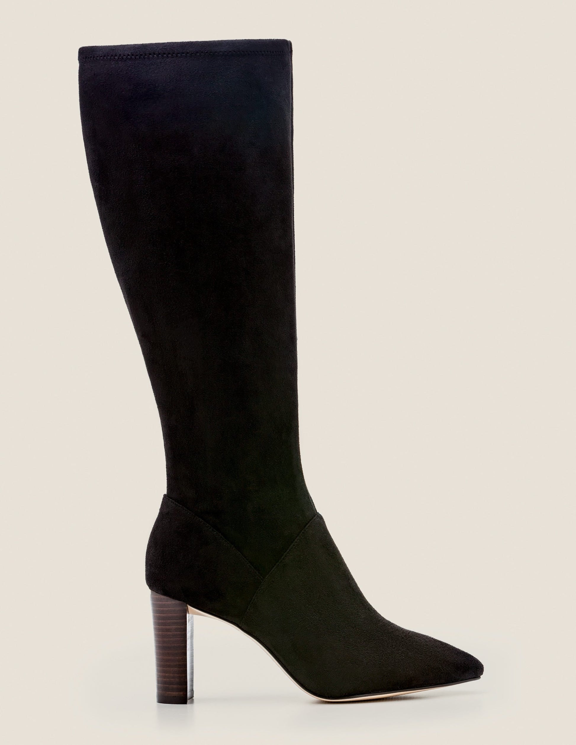 Pointed Toe Stretch Boots-Black-2