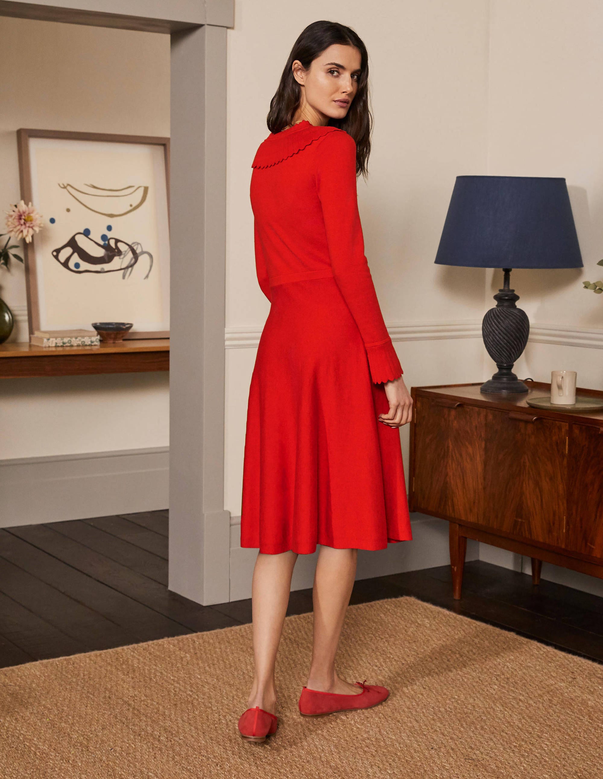 Abercorn Knitted Dress-Cherry Red - Image 3