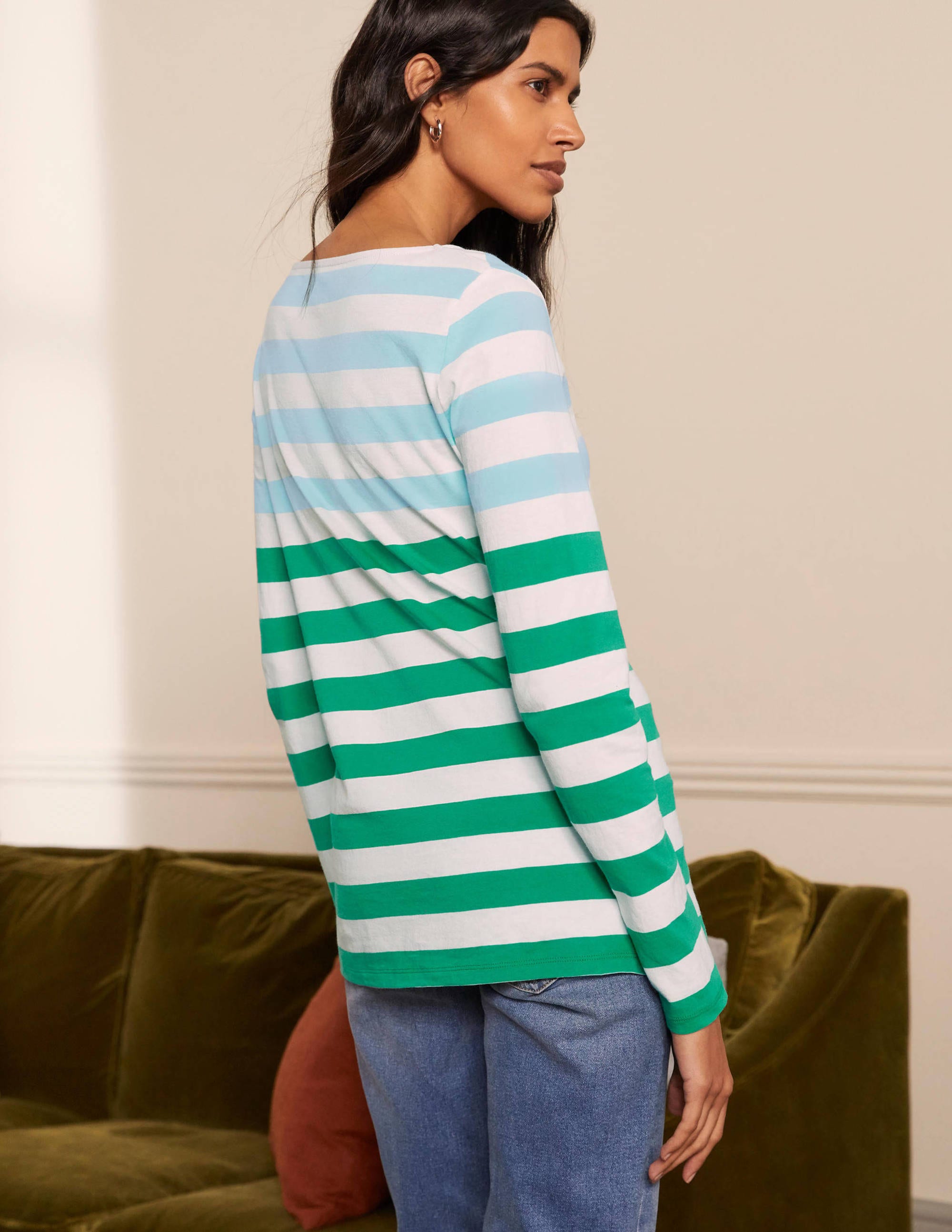Long Sleeve Breton Top-Neptune/ Viridian Stripe - Image 3