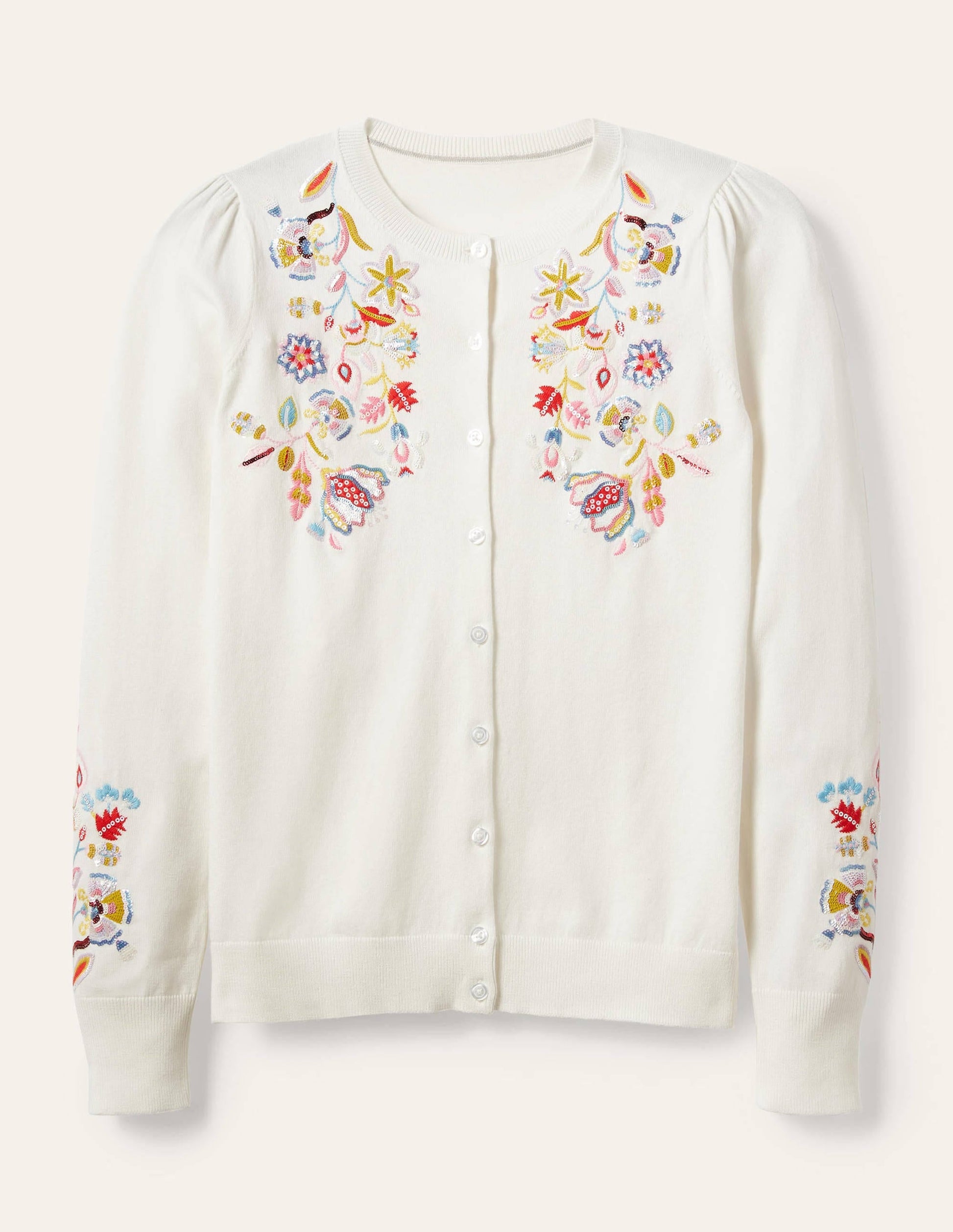 Somerset Embroidered Cardigan-Ivory-5