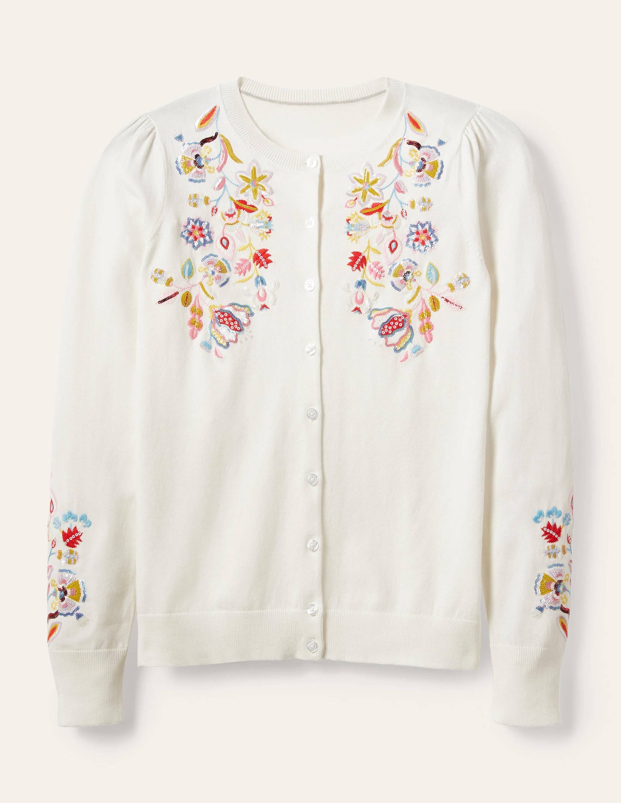 Somerset Embroidered Cardigan-Ivory - Image 5