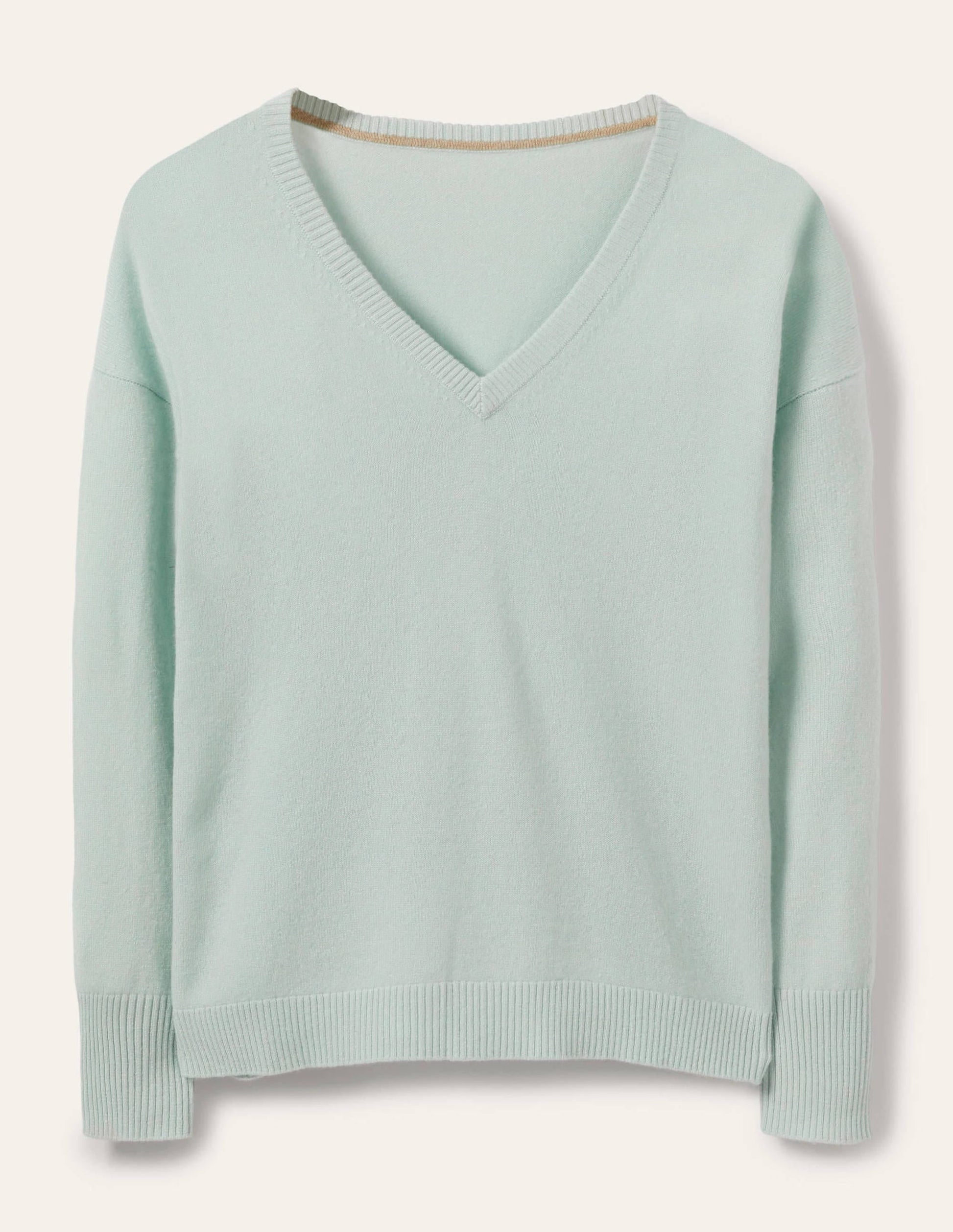 Cashmere V-neck Relaxed Jumper-Mint Blue-5