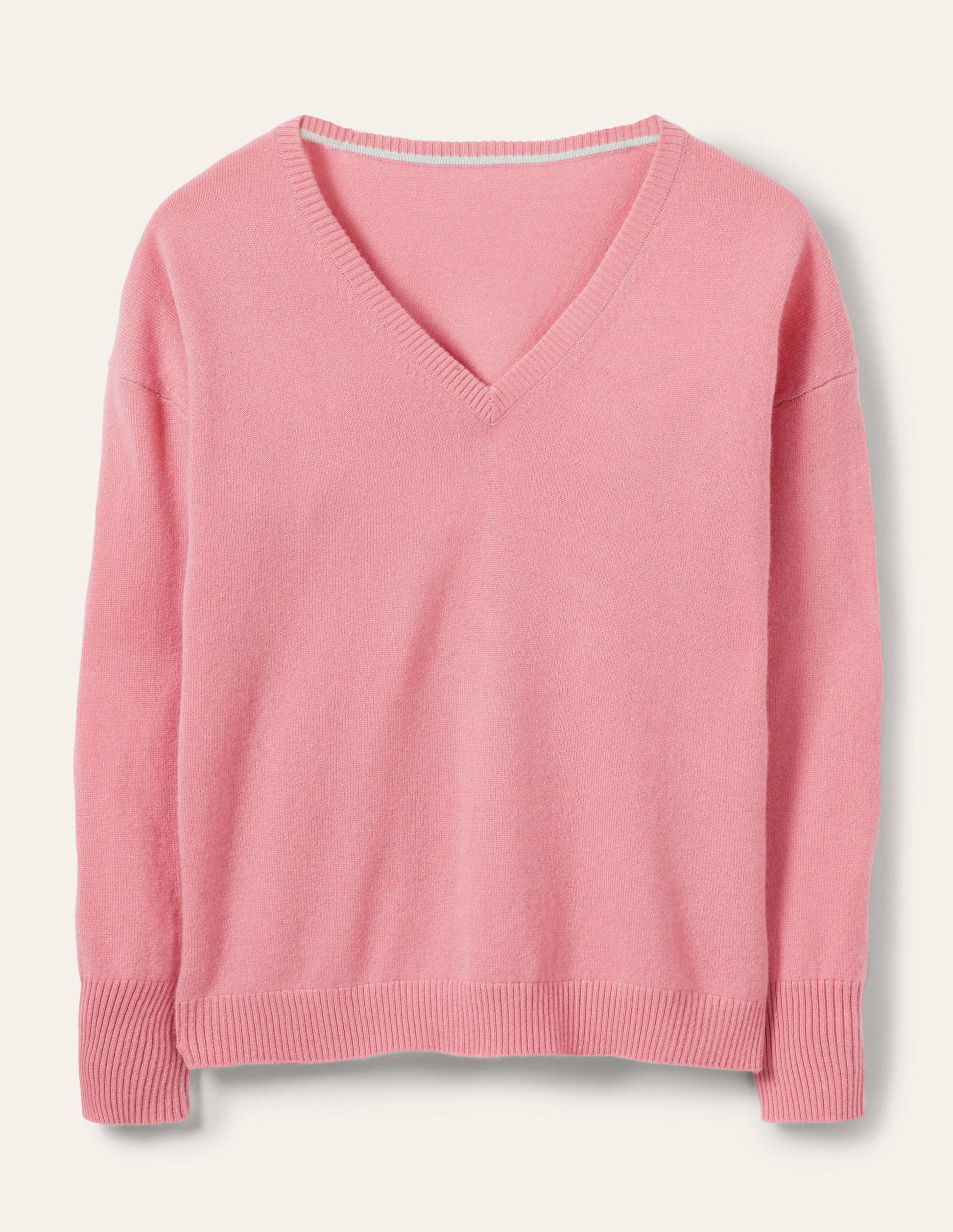 Cashmere V-neck Relaxed Jumper-Formica Pink-6