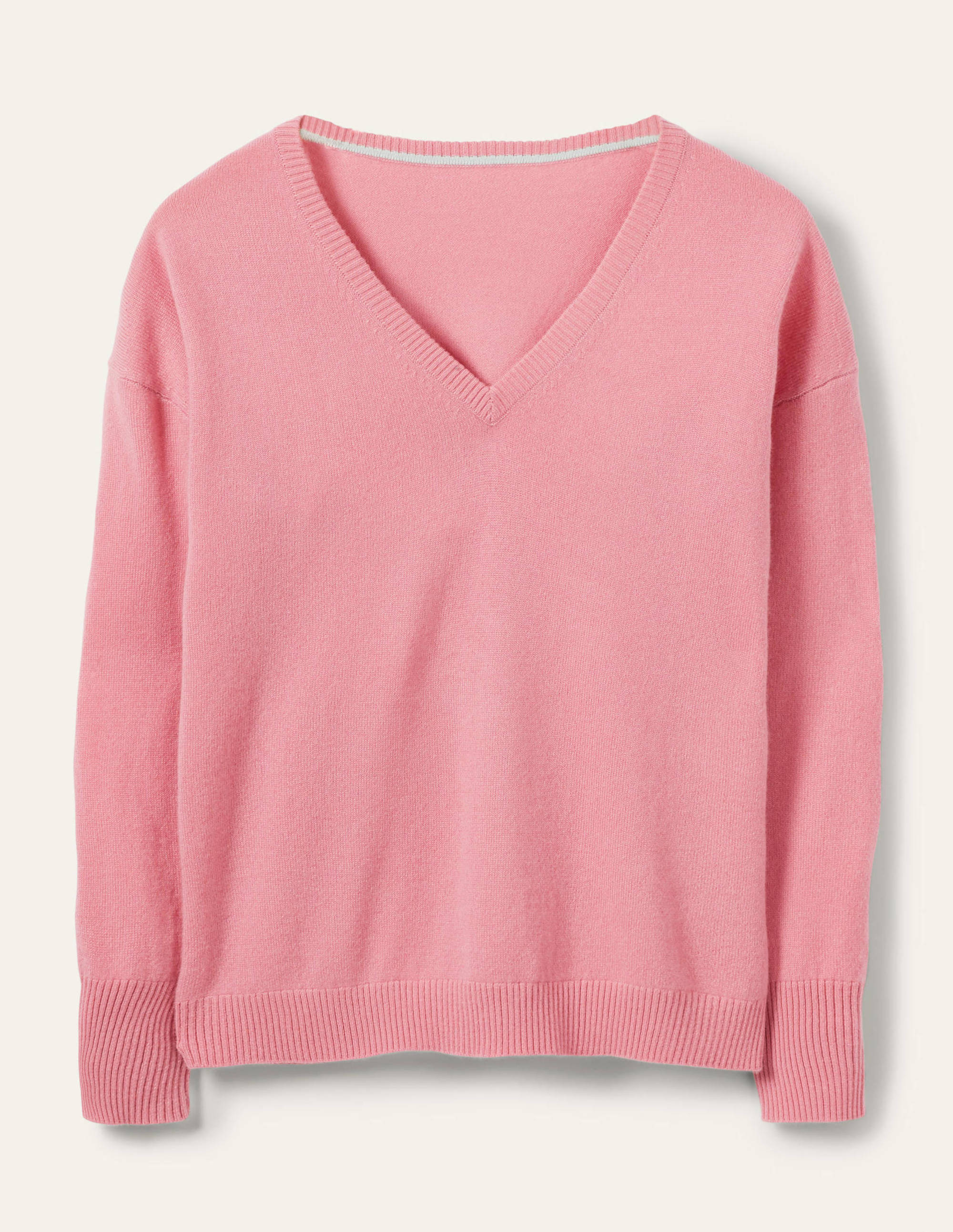 Cashmere V-neck Relaxed Jumper-Formica Pink - Image 6