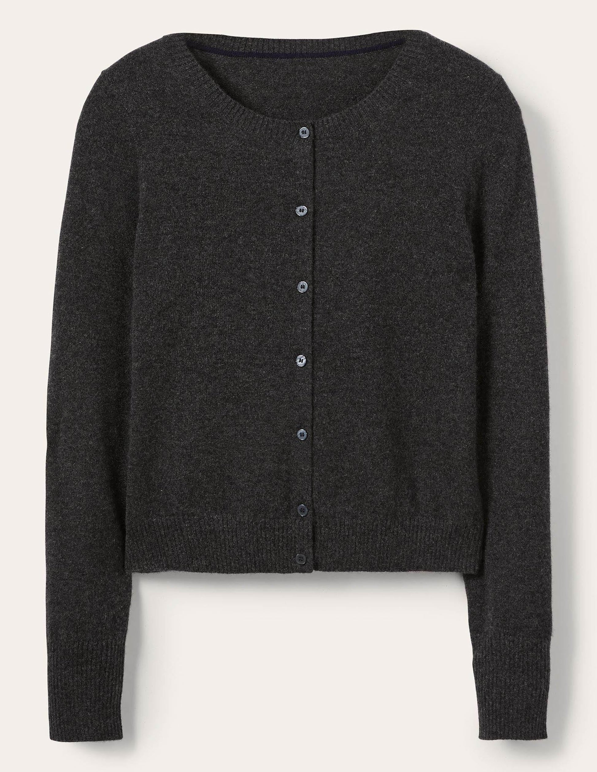 Cashmere Cropped Cardigan-Charcoal Melange-7