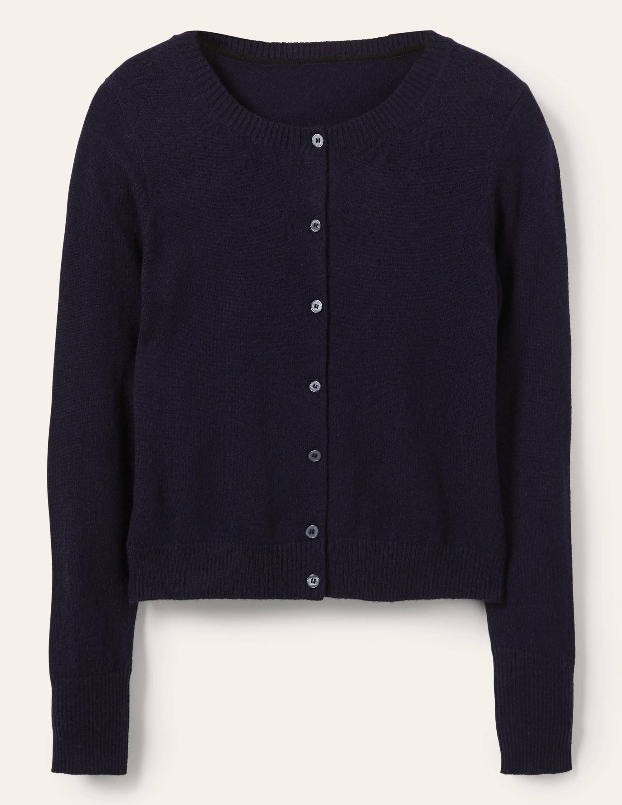Cashmere Cropped Cardigan-Navy - Image 5