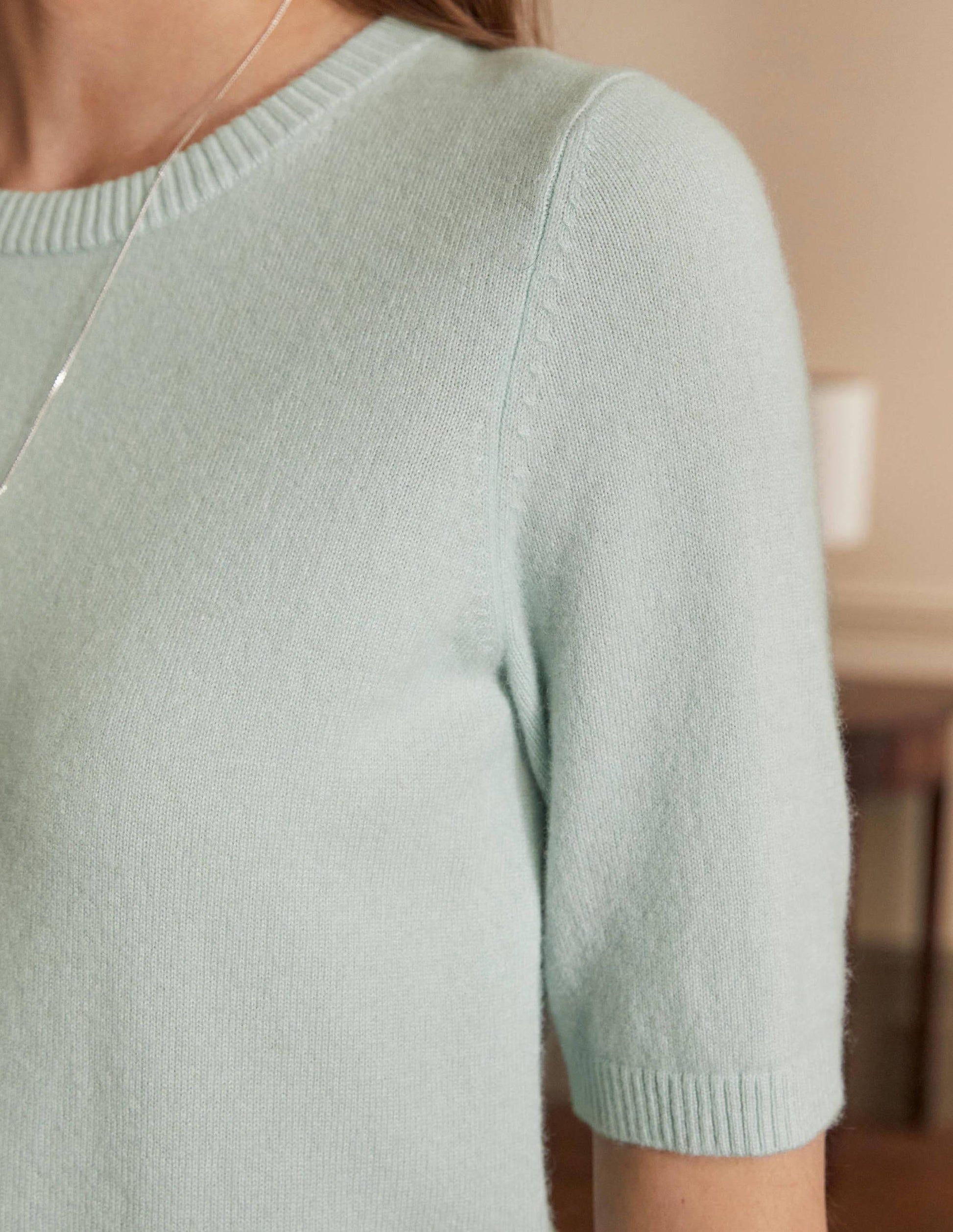 Cashmere Knitted Top-Aquamarine Blue-2