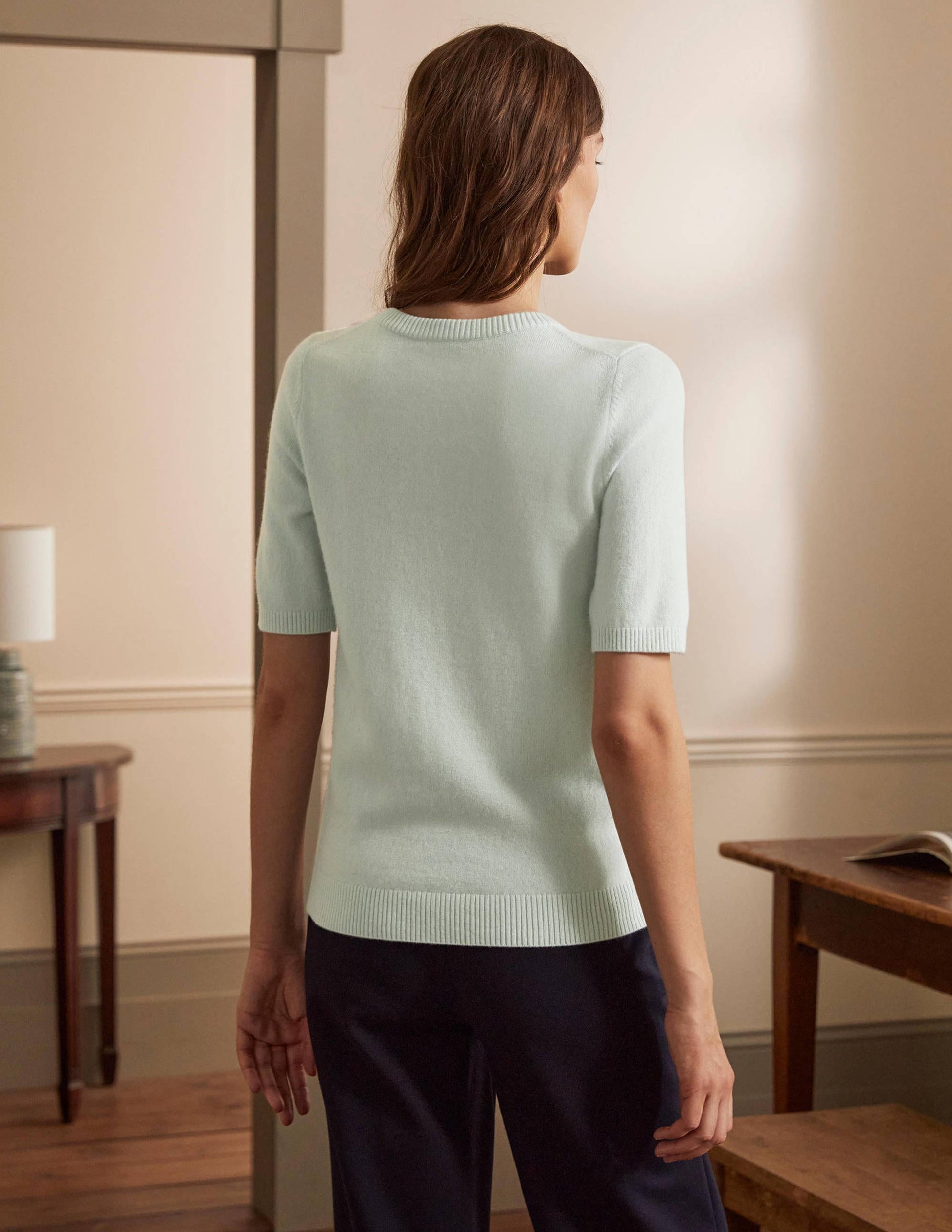 Cashmere Knitted Top-Aquamarine Blue-3