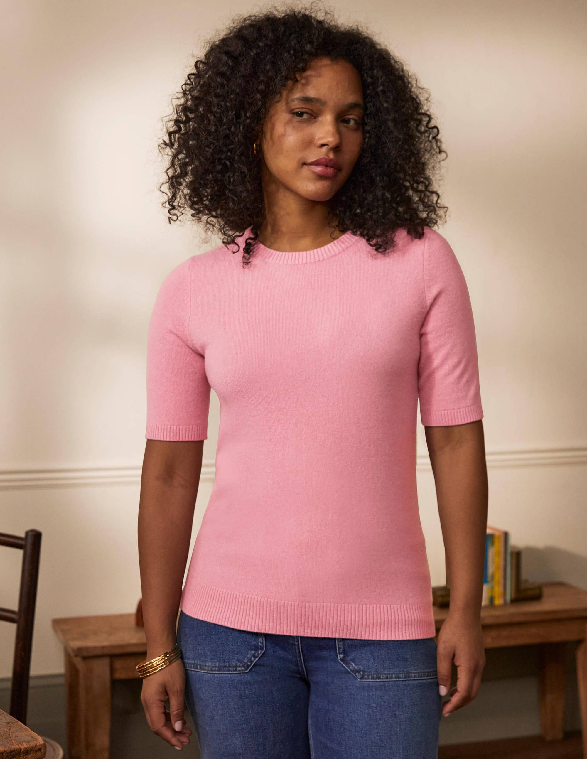 Cashmere Knitted Top-Rose Quartz Pink - Image 4