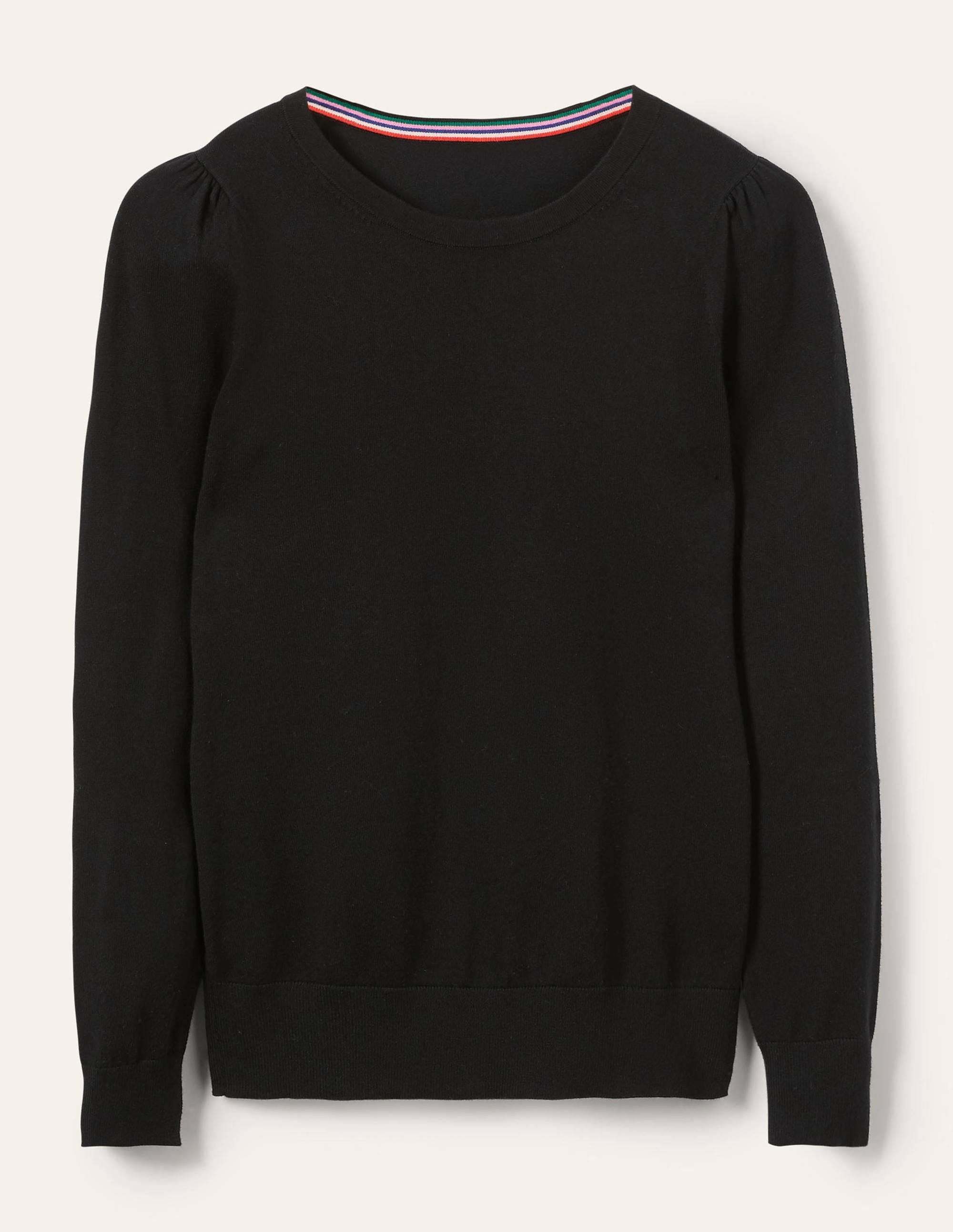 Cotton Crew Neck Jumper-Black - Image 9