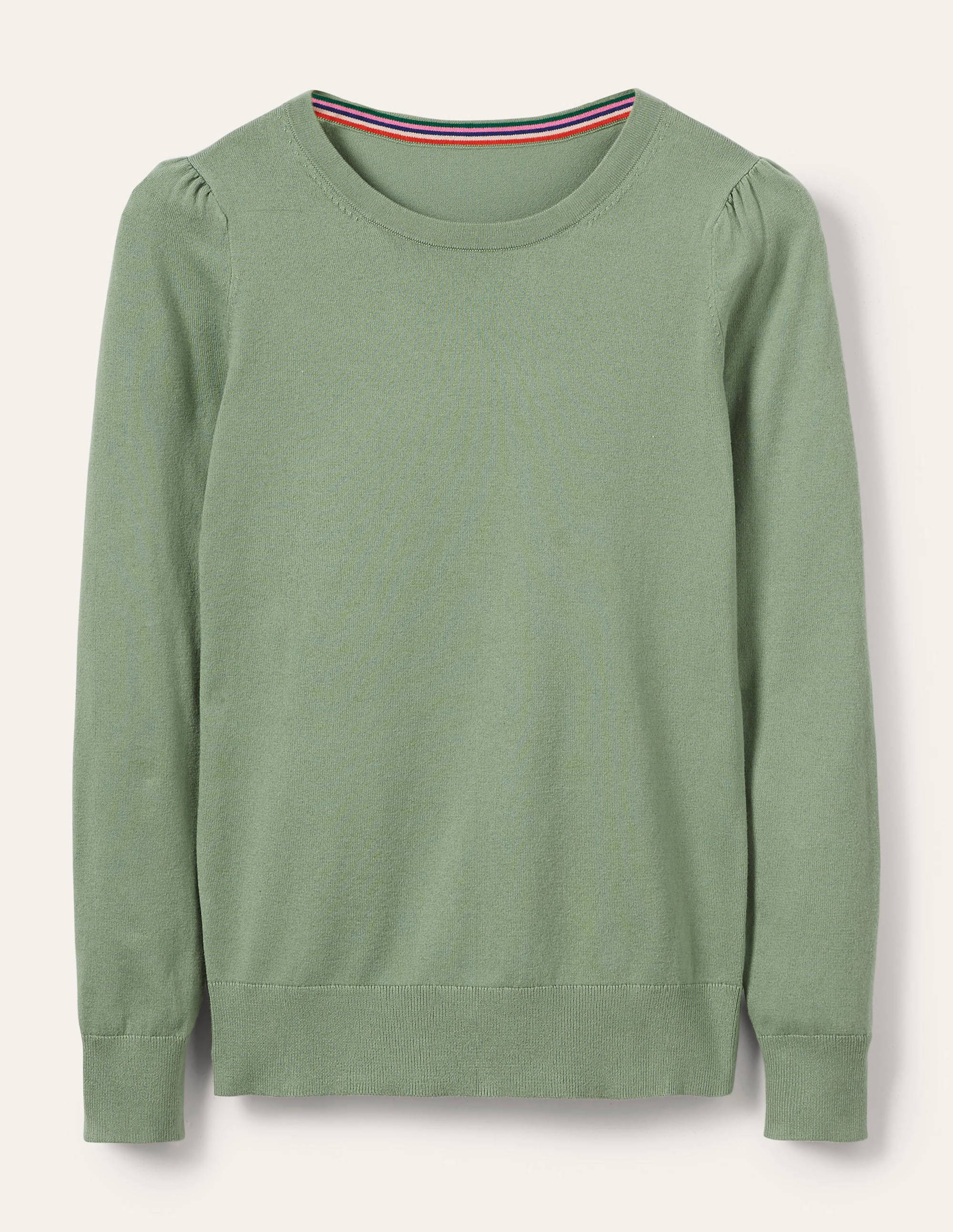 Cotton Crew Neck Jumper-Duck Egg - Image 6