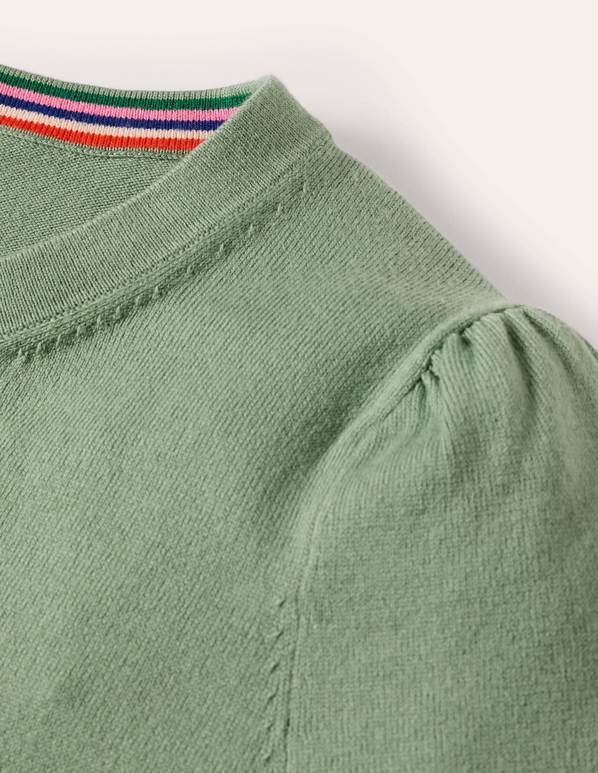 Cotton Crew Neck Jumper-Duck Egg - Image 7