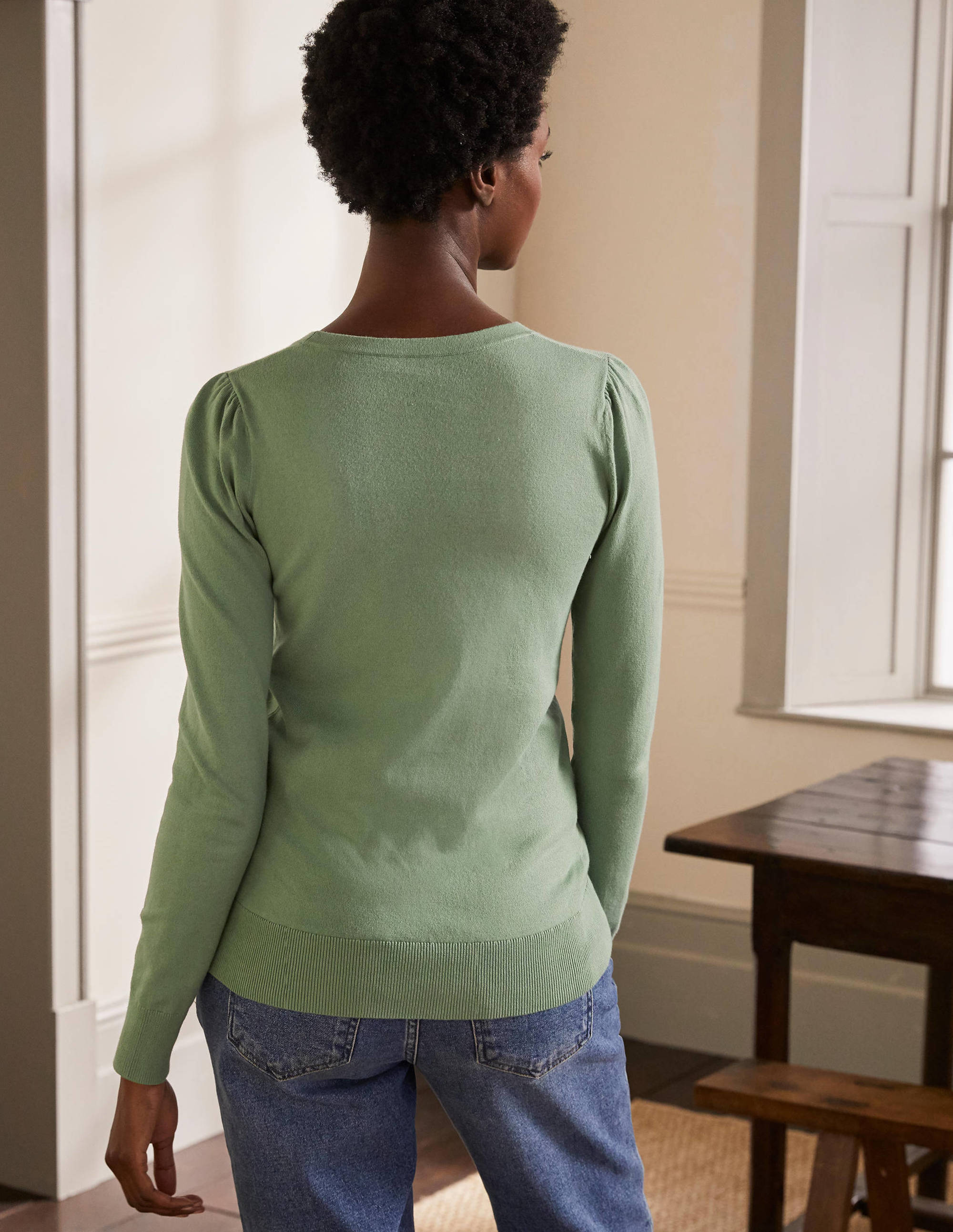 Cotton Crew Neck Jumper-Duck Egg - Image 3