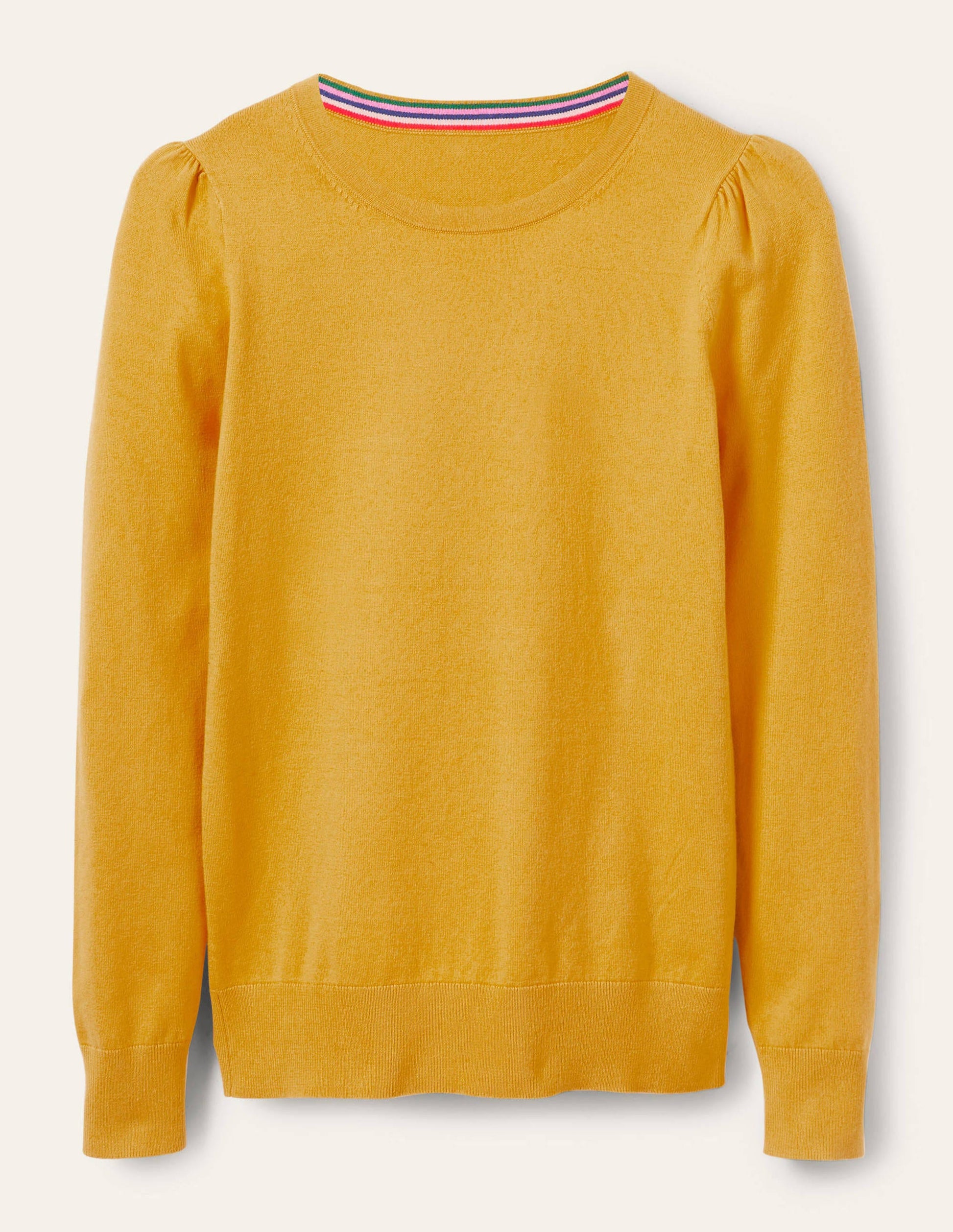 Cotton Crew Neck Jumper-Honey Gold-5