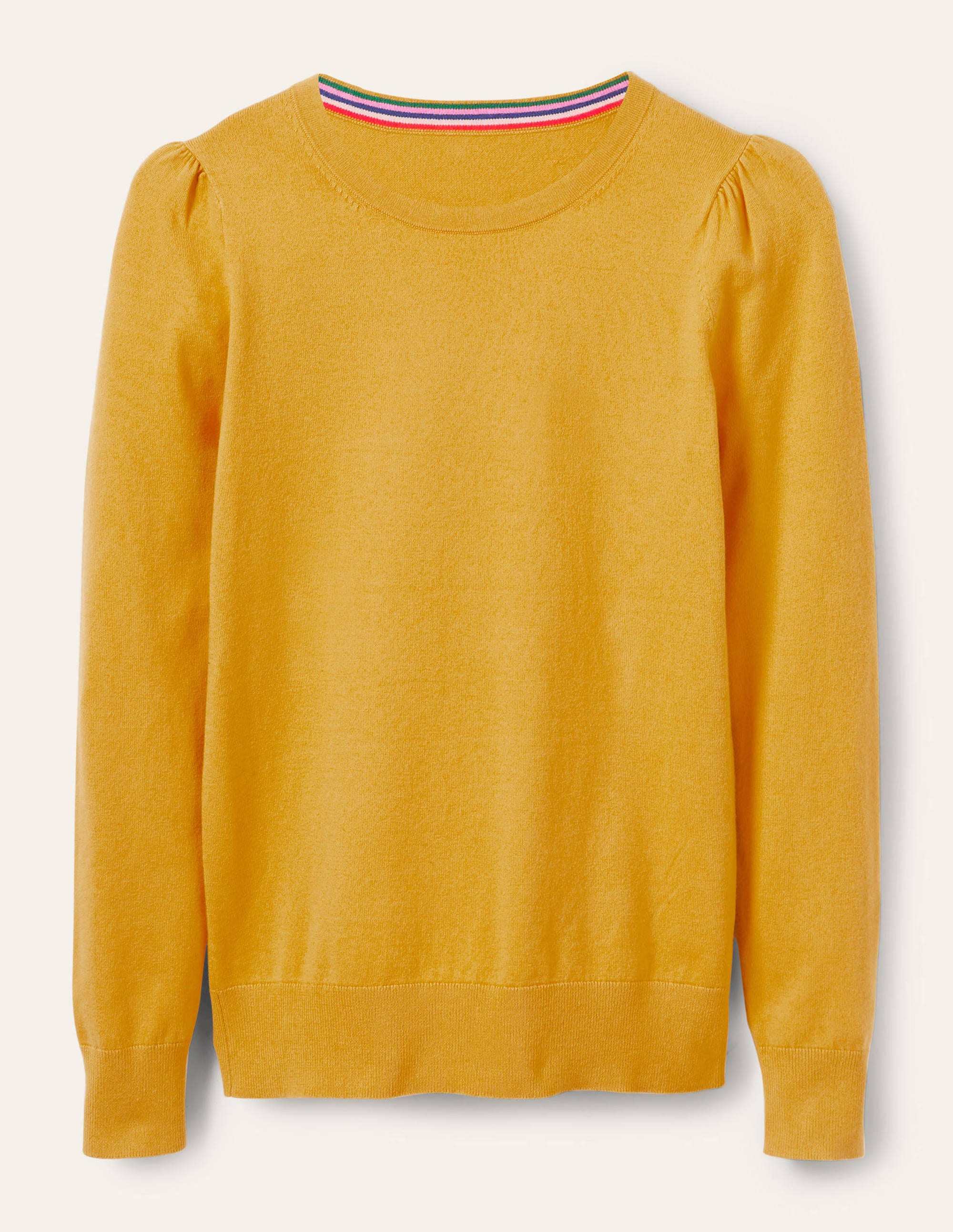 Cotton Crew Neck Jumper-Honey Gold - Image 5