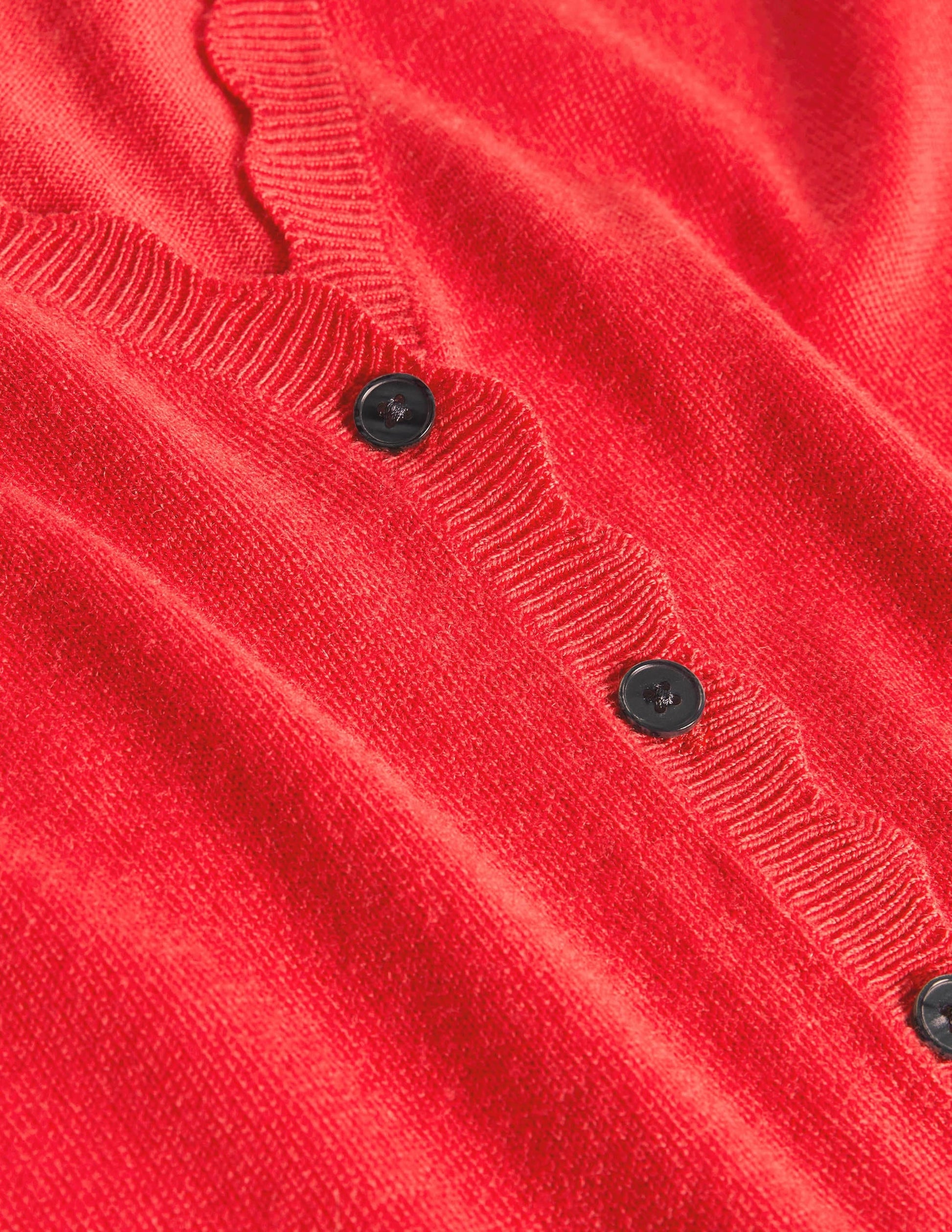 Merino Scallop Trim Cardigan-Cherry Red-6