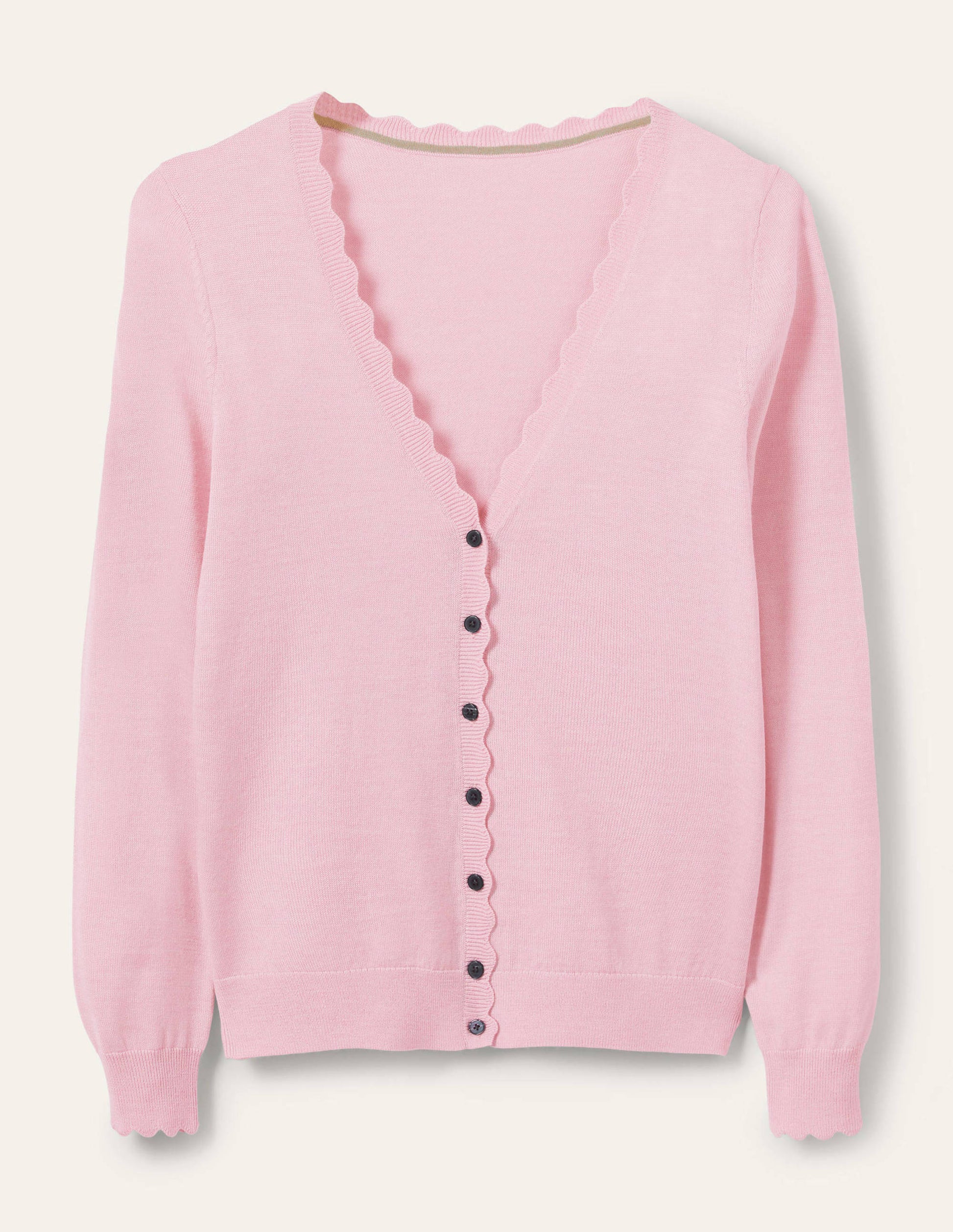 Merino Scallop Trim Cardigan-Coconut Ice-6