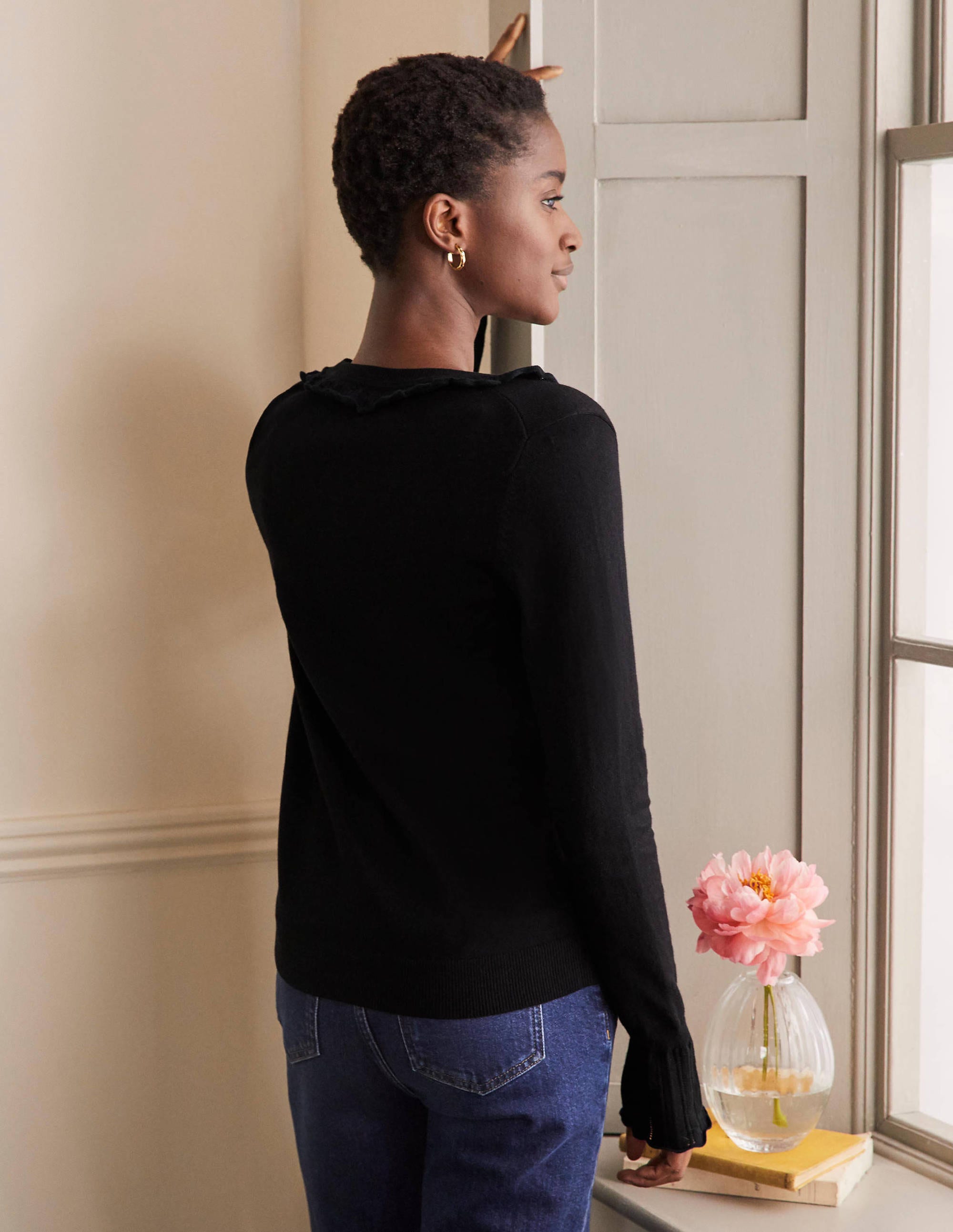 Aimee Pointelle Jumper-Black - Image 3