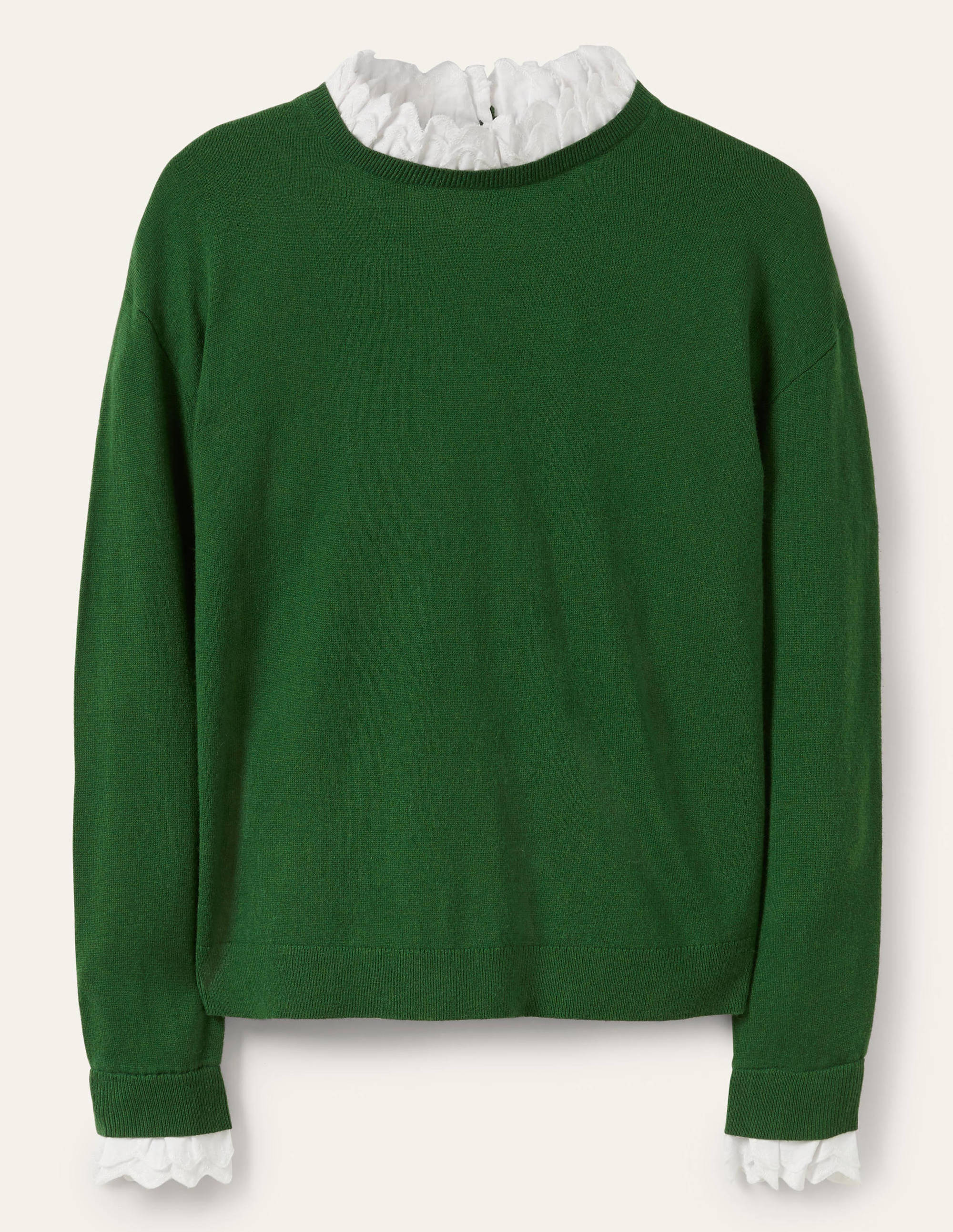 Lydia Woven Frill Jumper-Conifer - Image 4