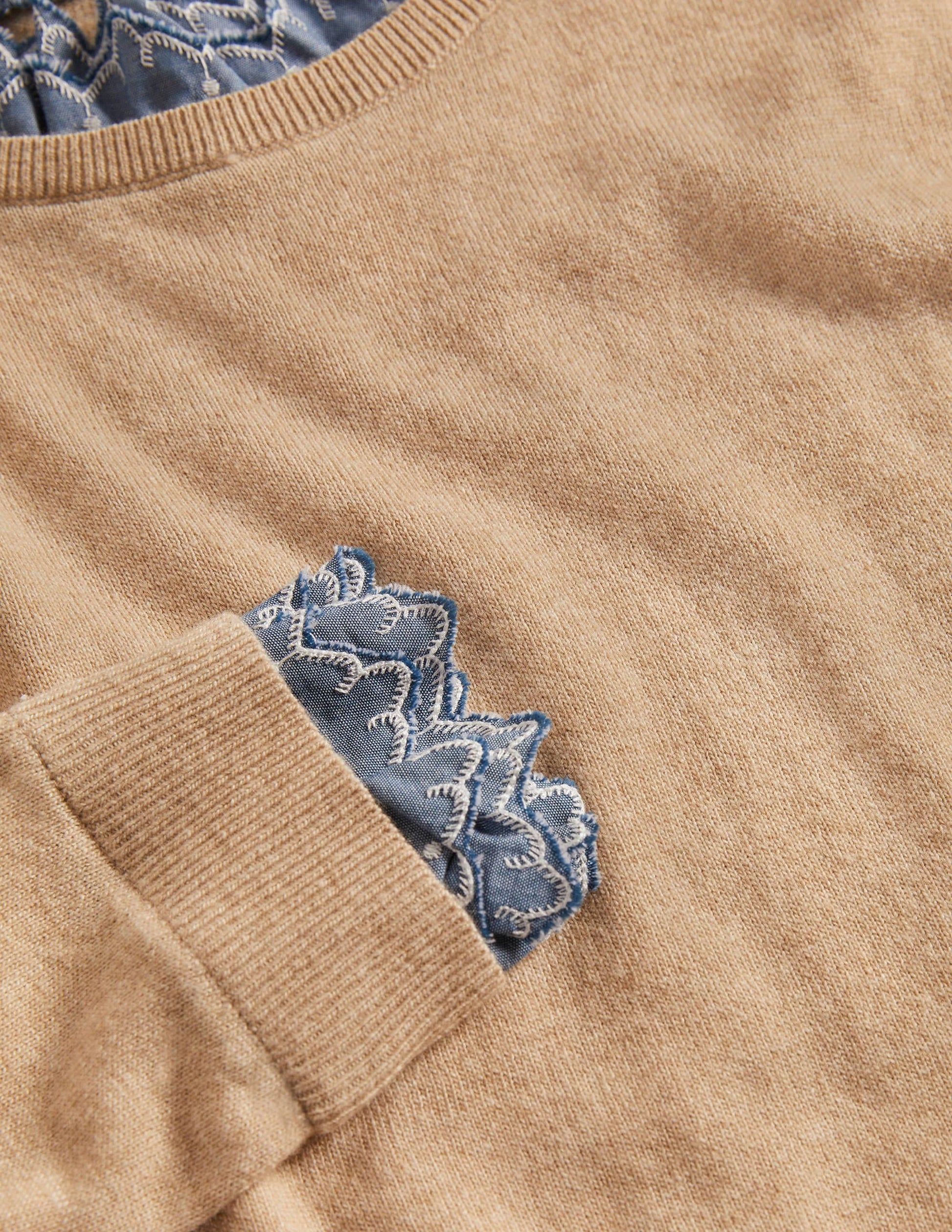 Lydia Woven Frill Jumper-Oatmeal Melange-6