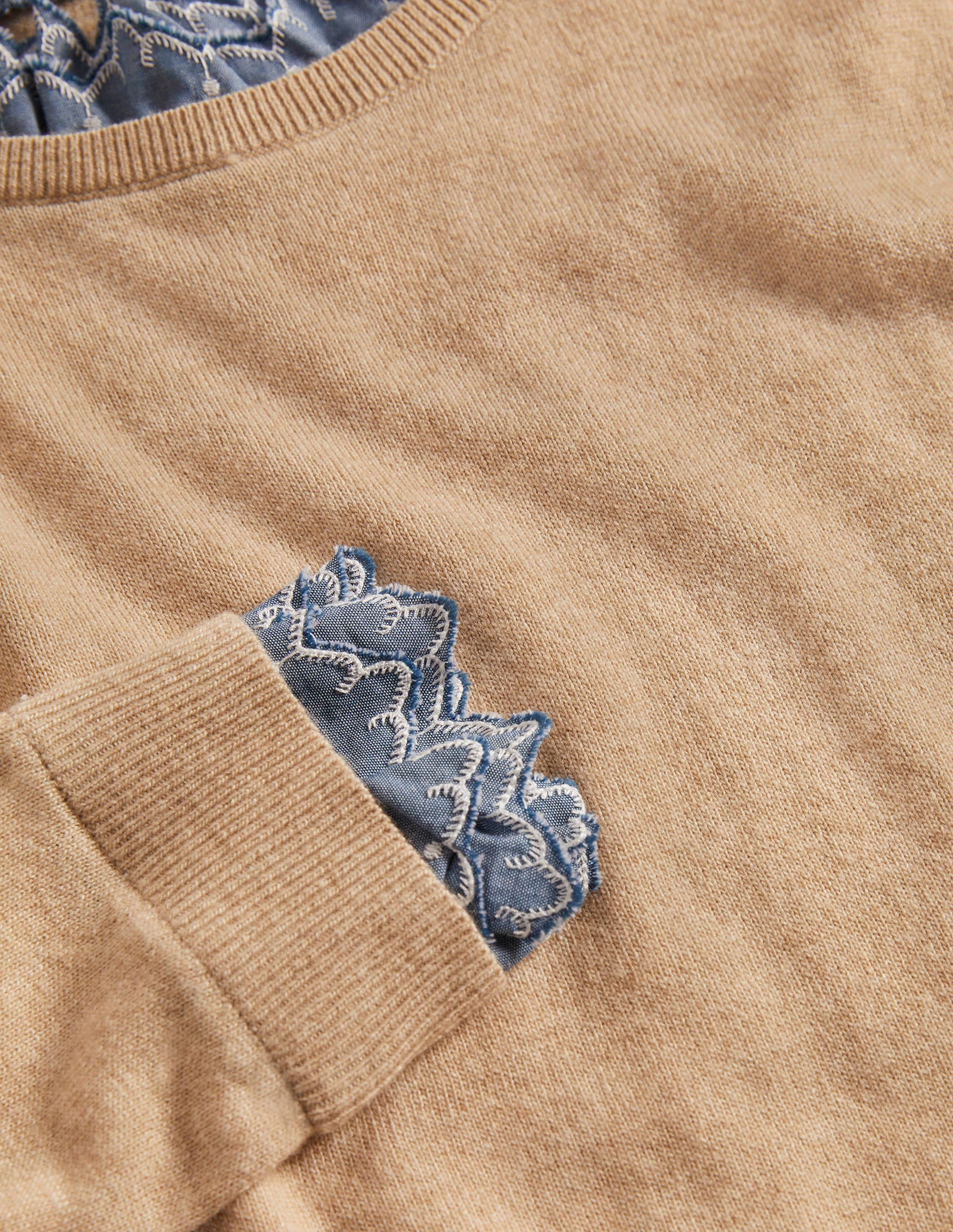 Lydia Woven Frill Jumper-Oatmeal Melange - Image 6