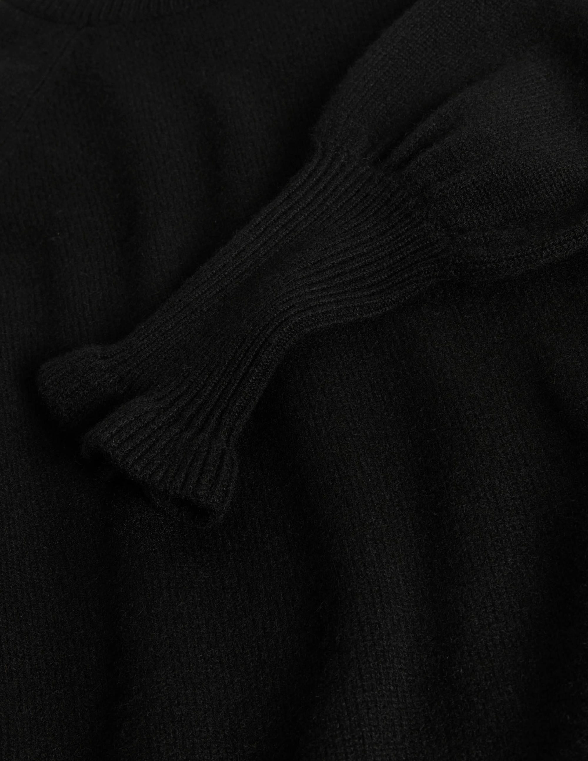Cashmere Frill Neck Jumper-Black - Image 6