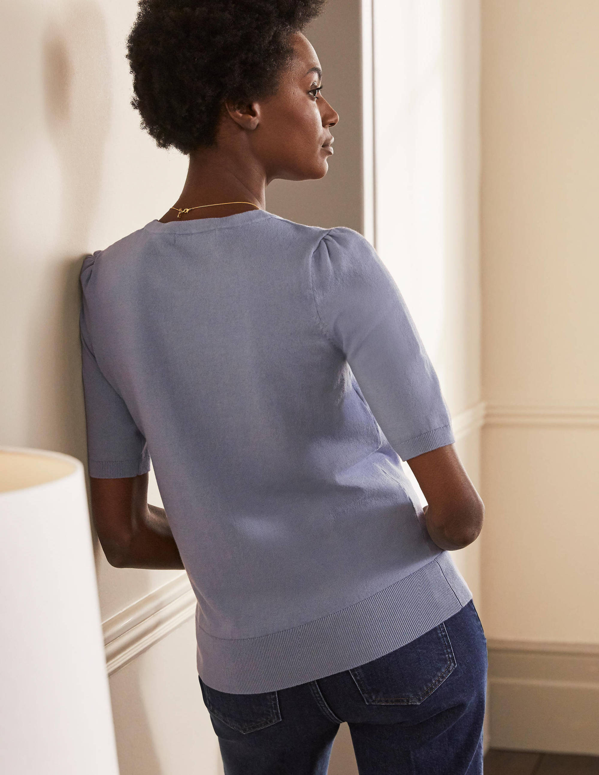 Cotton Crew Knitted Top-River - Image 3