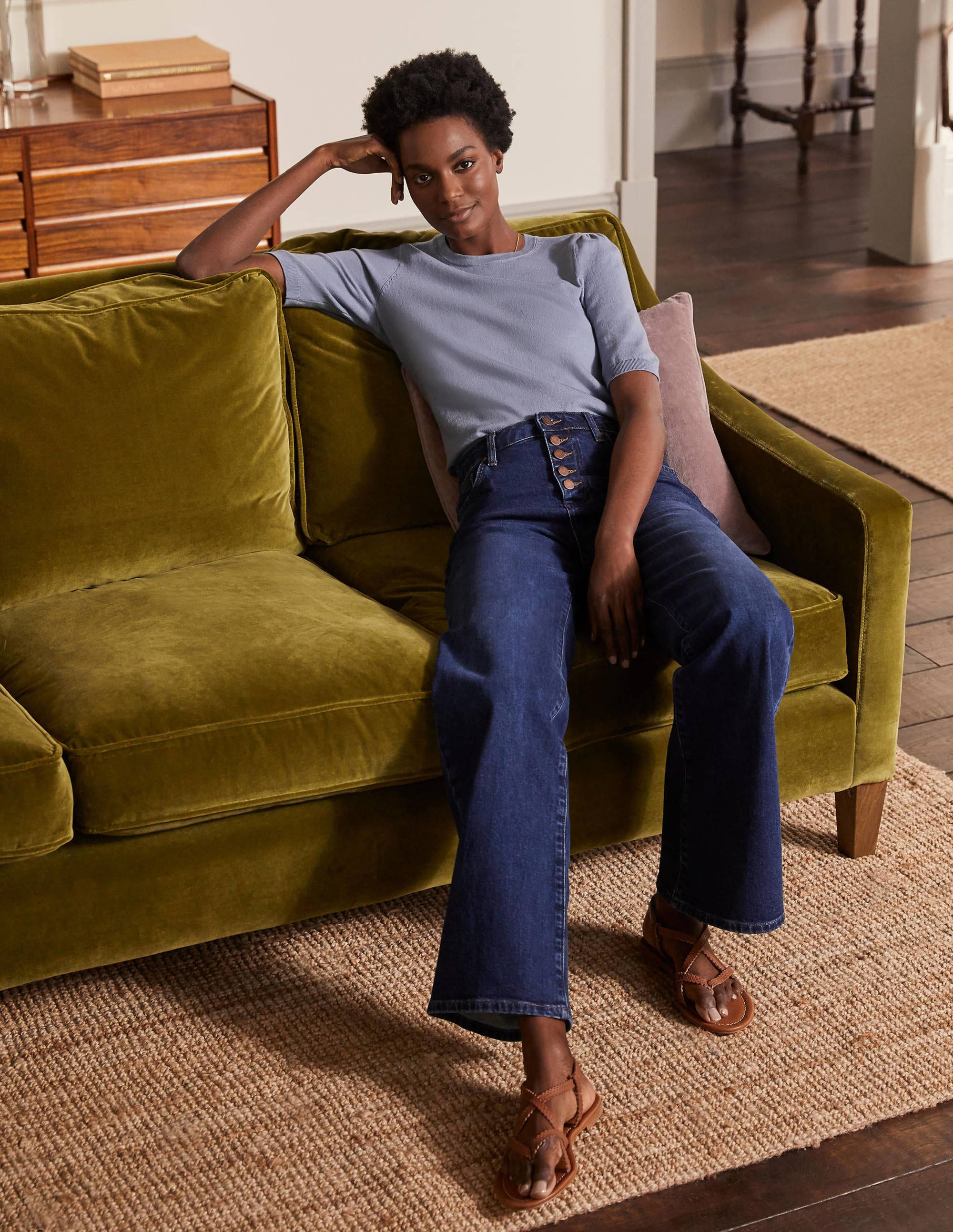 Cotton Crew Knitted Top-River - Image 4