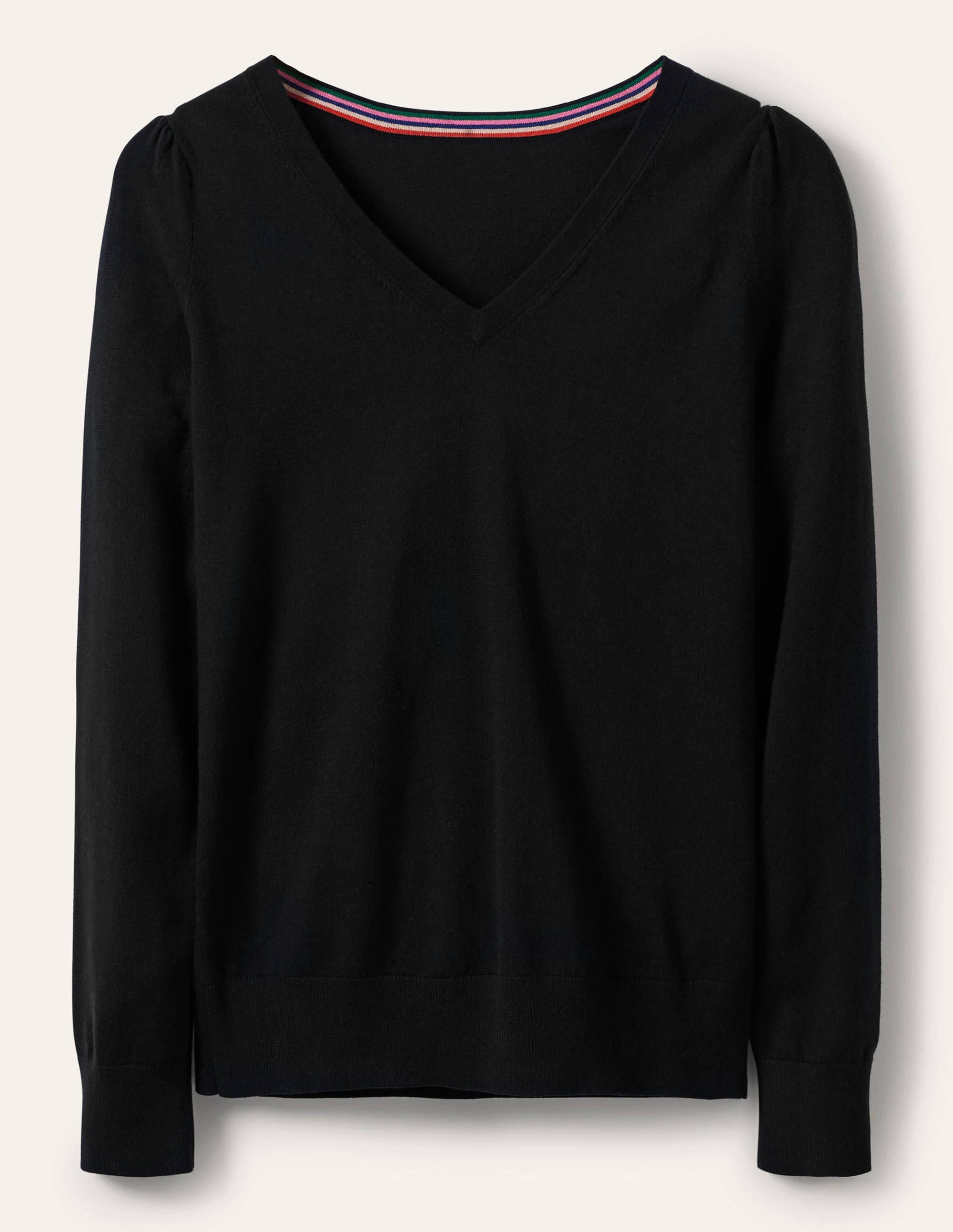 Cotton V-Neck Jumper-Black - Image 10