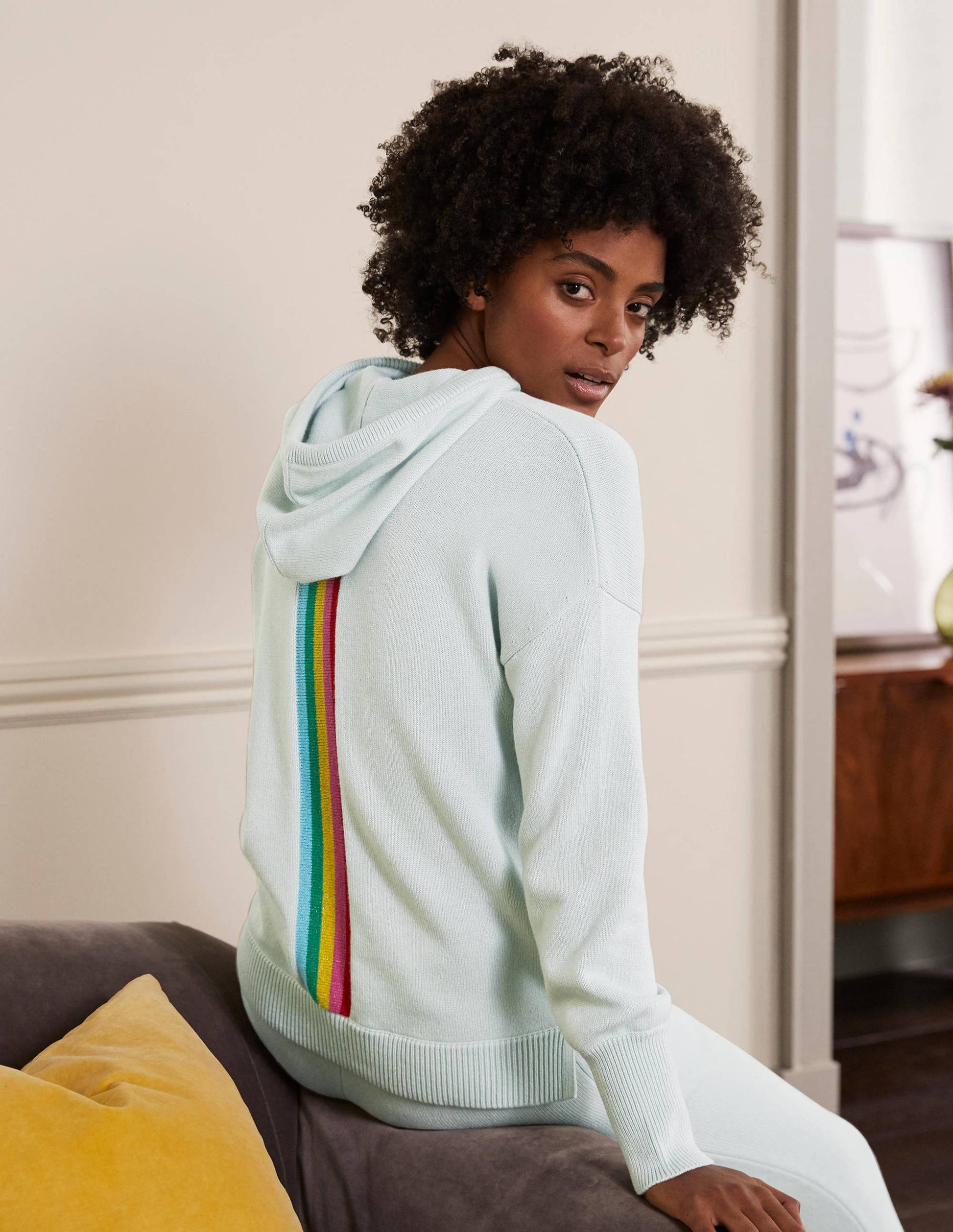 Knitted Relaxed Hoodie-Fresh Water-3