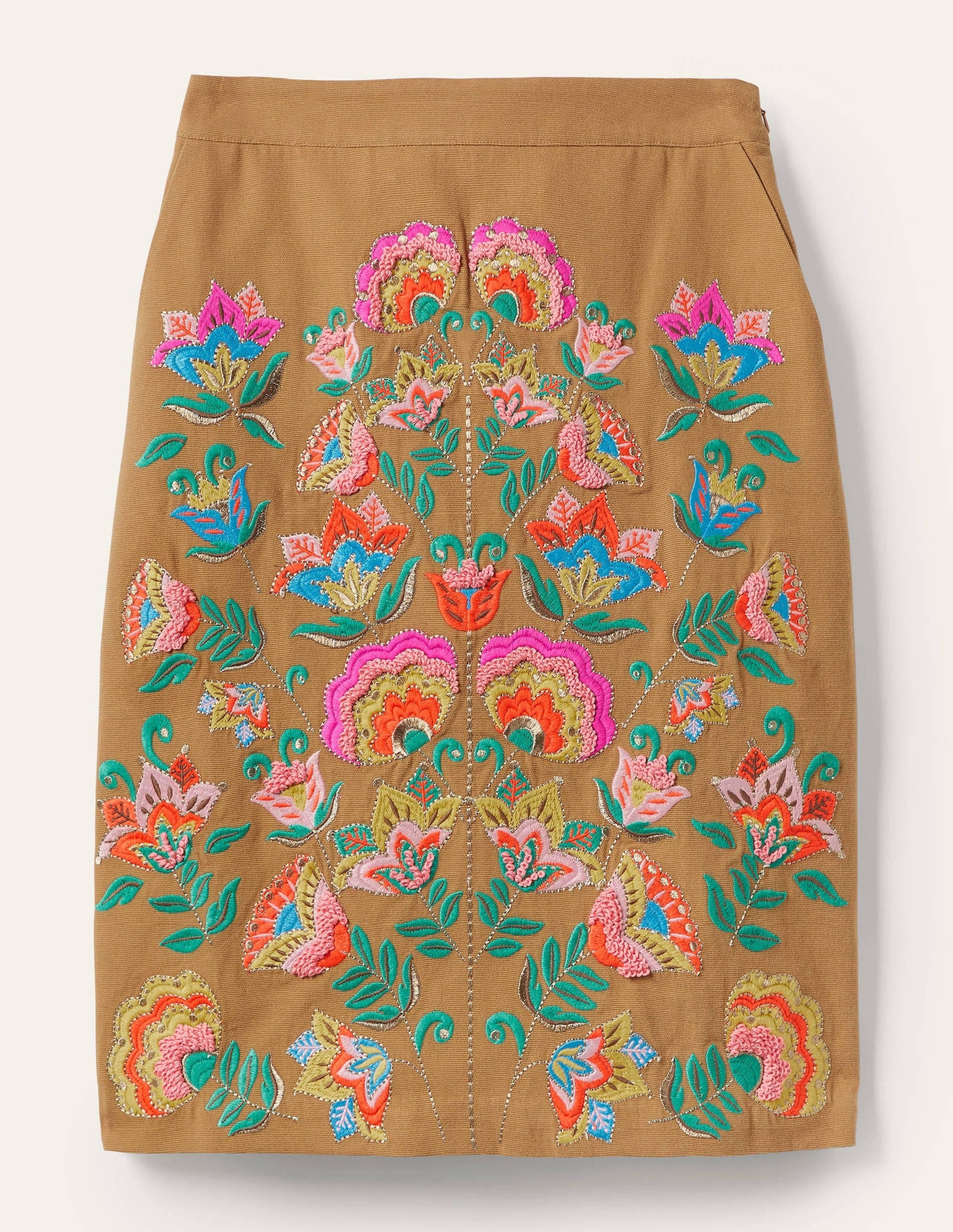 Caitlin Embroidered Skirt-Camel-6