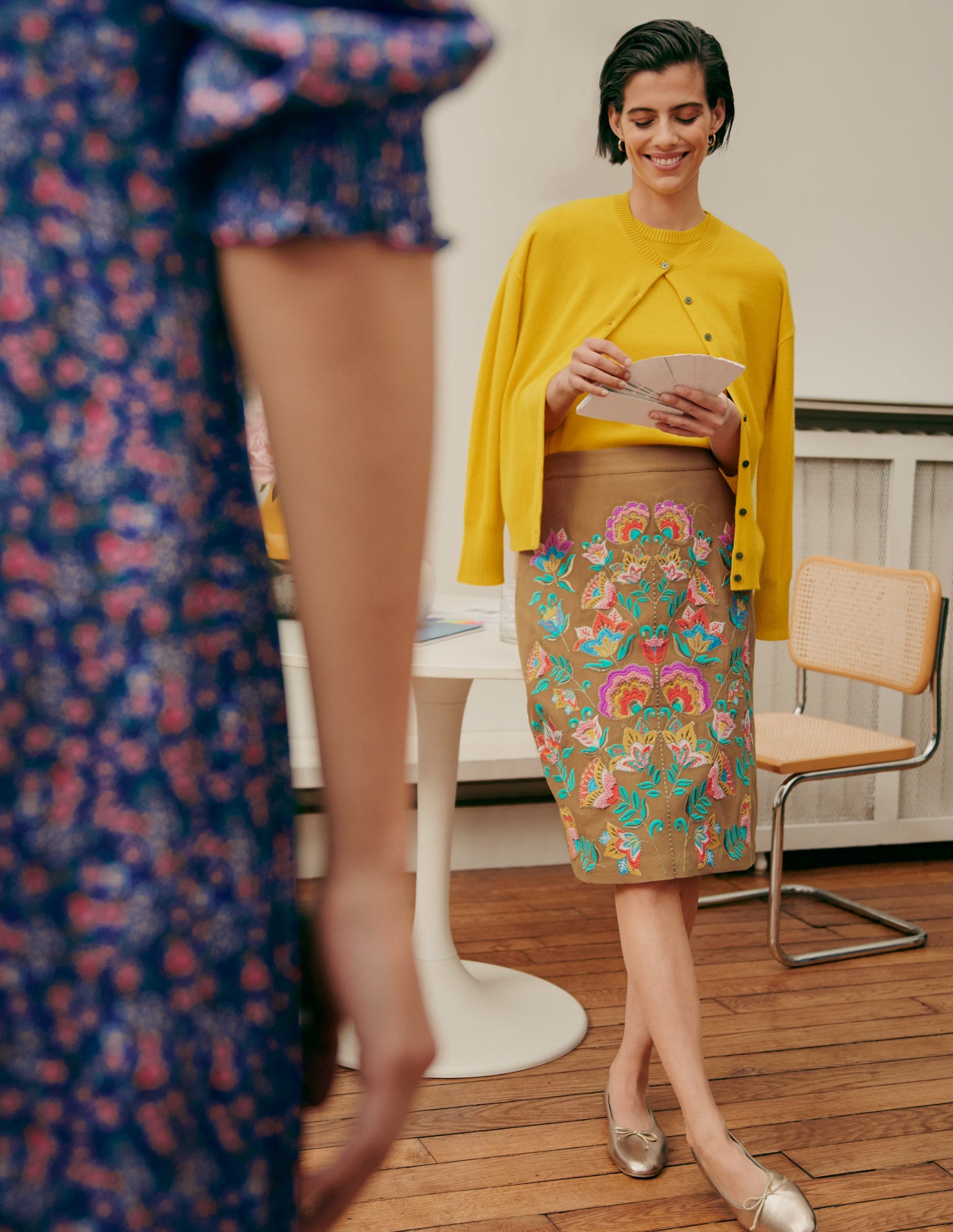 Caitlin Embroidered Skirt-Camel-5