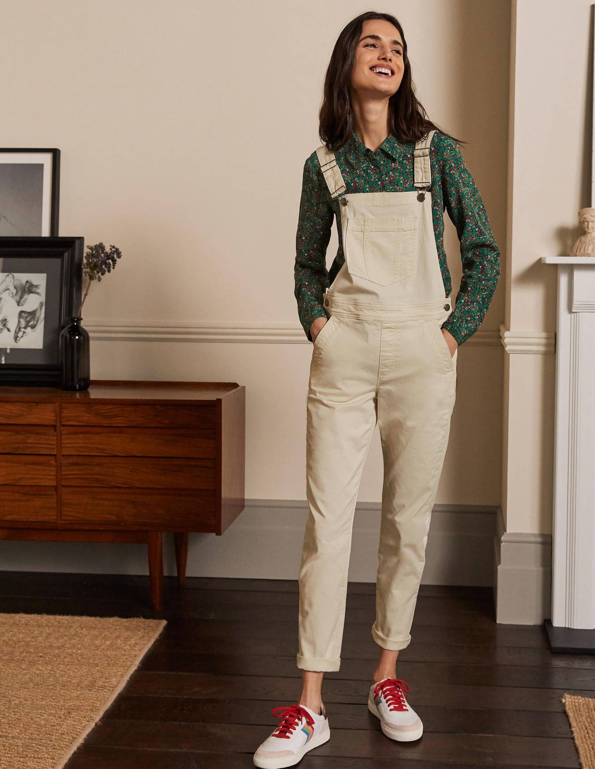 Girlfriend Dungarees-Ecru-1