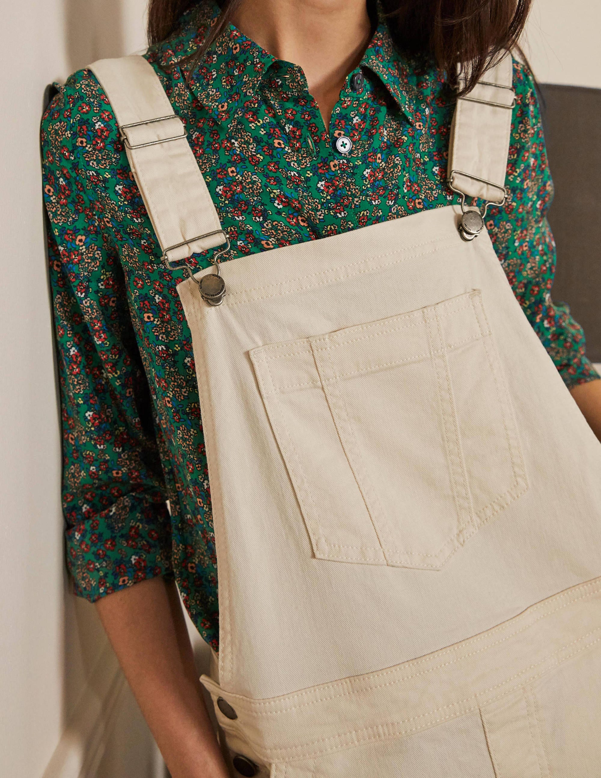 Girlfriend Dungarees-Ecru - Image 2