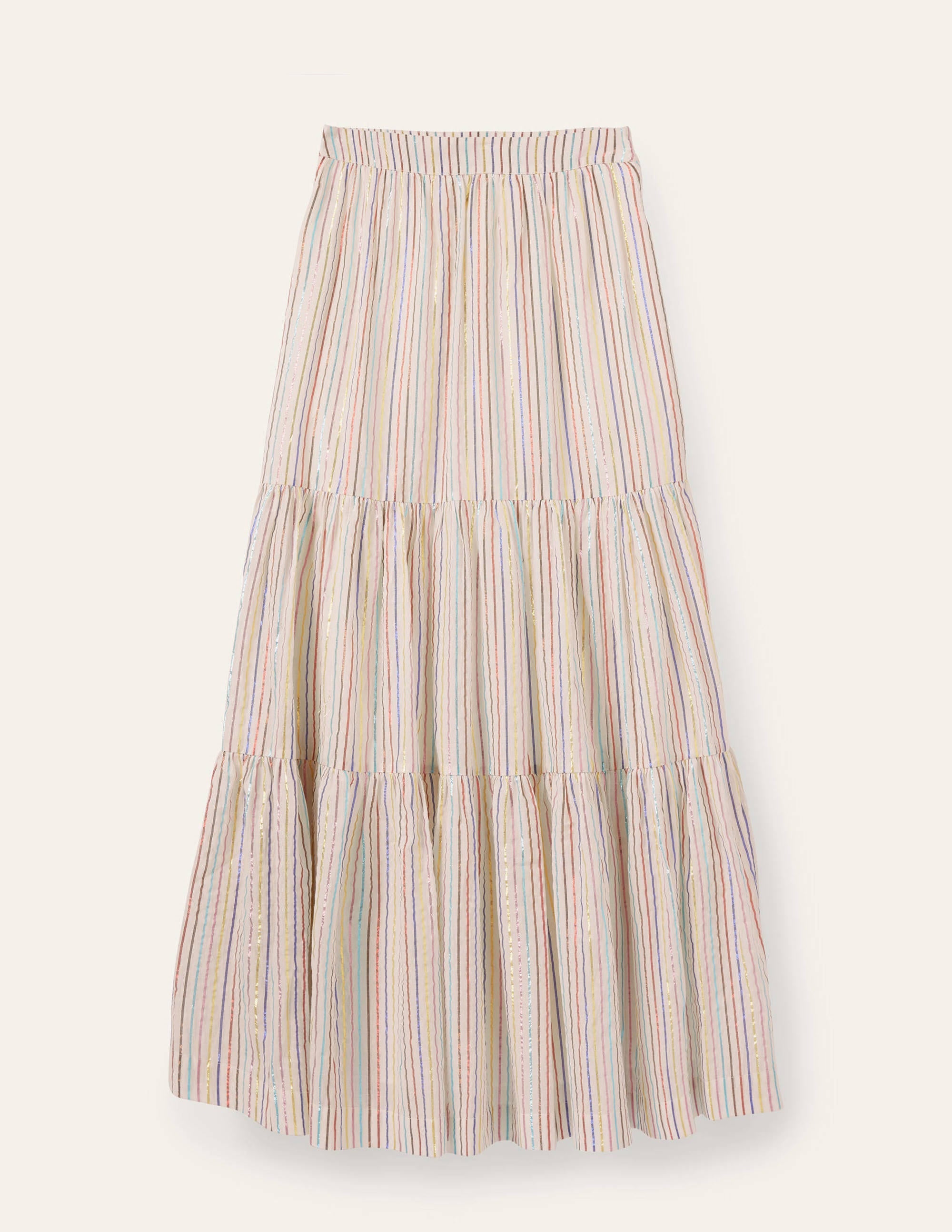 Lorna Tiered Maxi Skirt-Multi Lurex Woven Stripe - Image 6