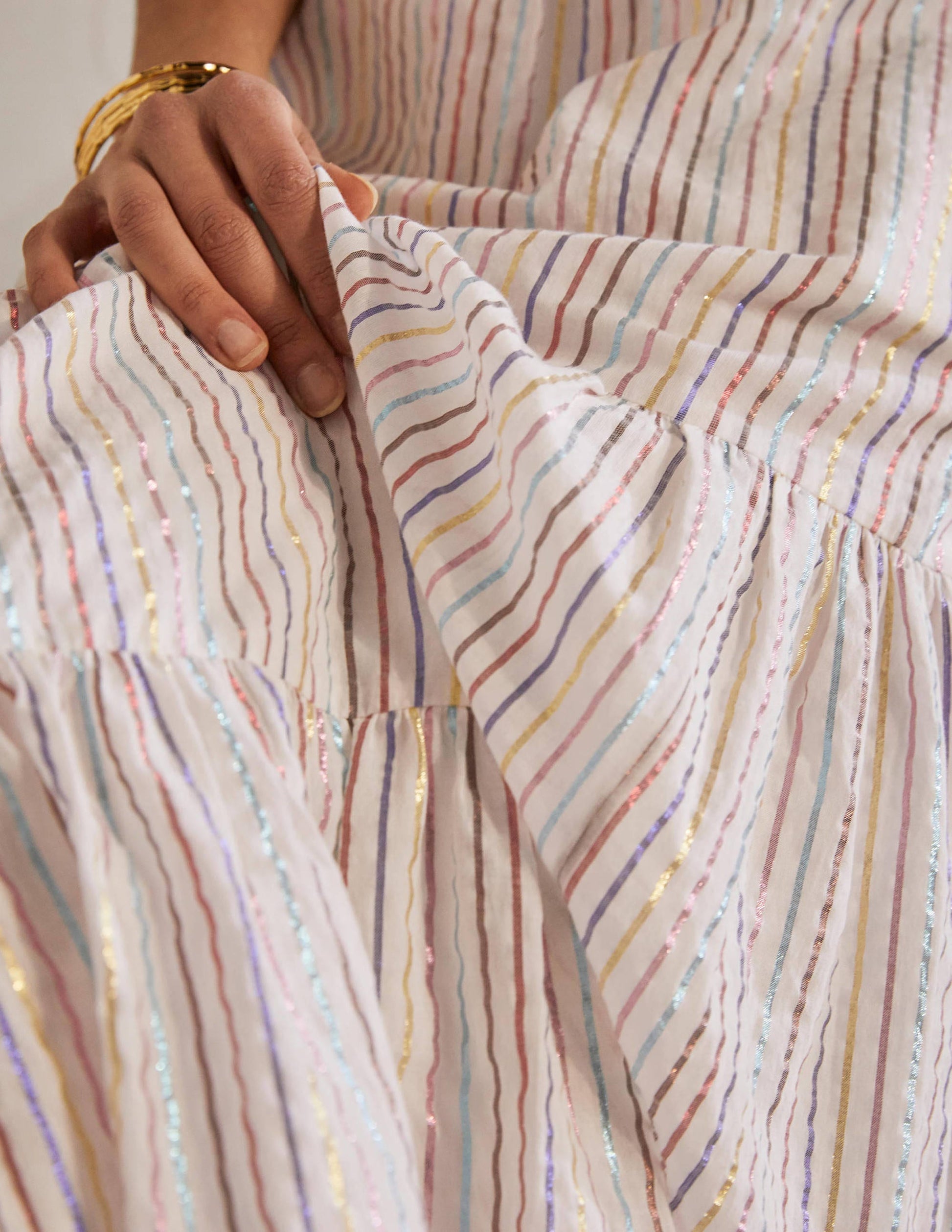 Lorna Tiered Maxi Skirt-Multi Lurex Woven Stripe-3