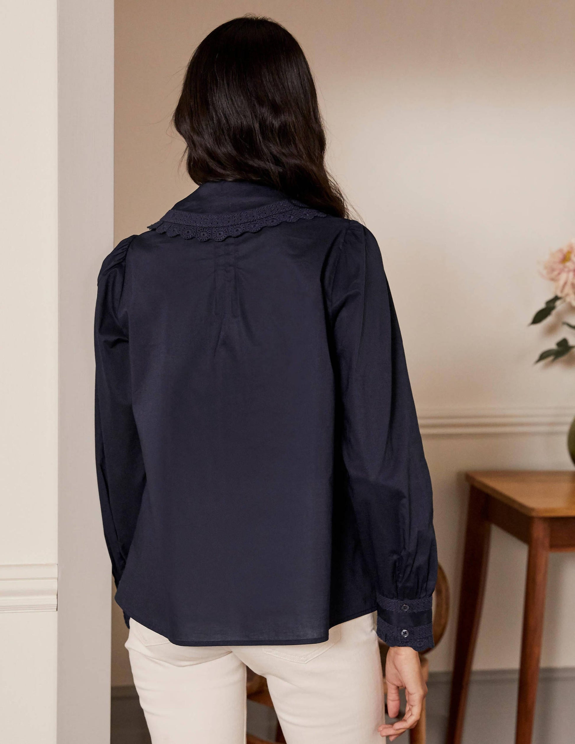 Clare Broderie Shirt-Navy-3