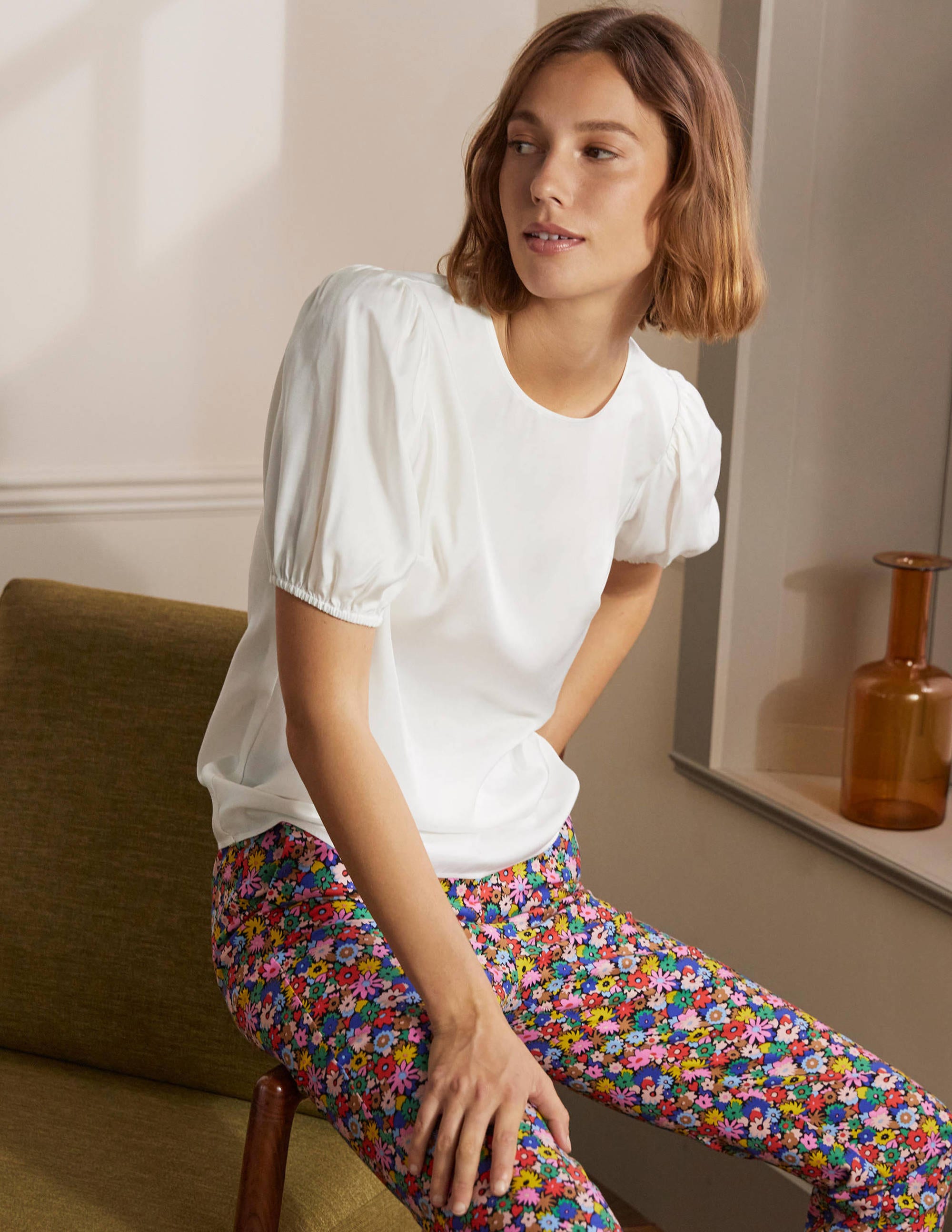 Adriana Puff Sleeve Top-Ivory - Image 4