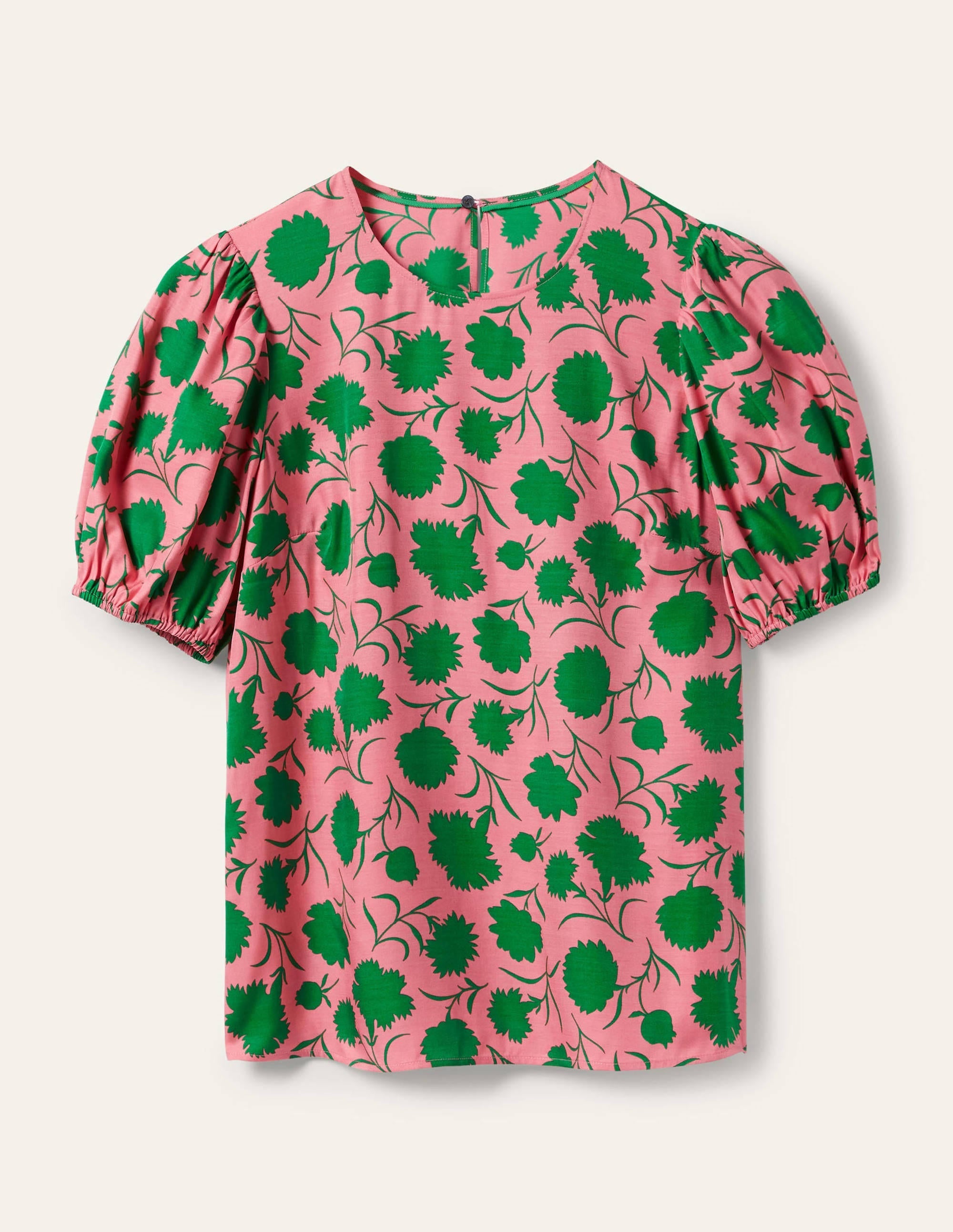 Adriana Puff Sleeve Top-Pink Lemonade, Leafy Bud - Image 6