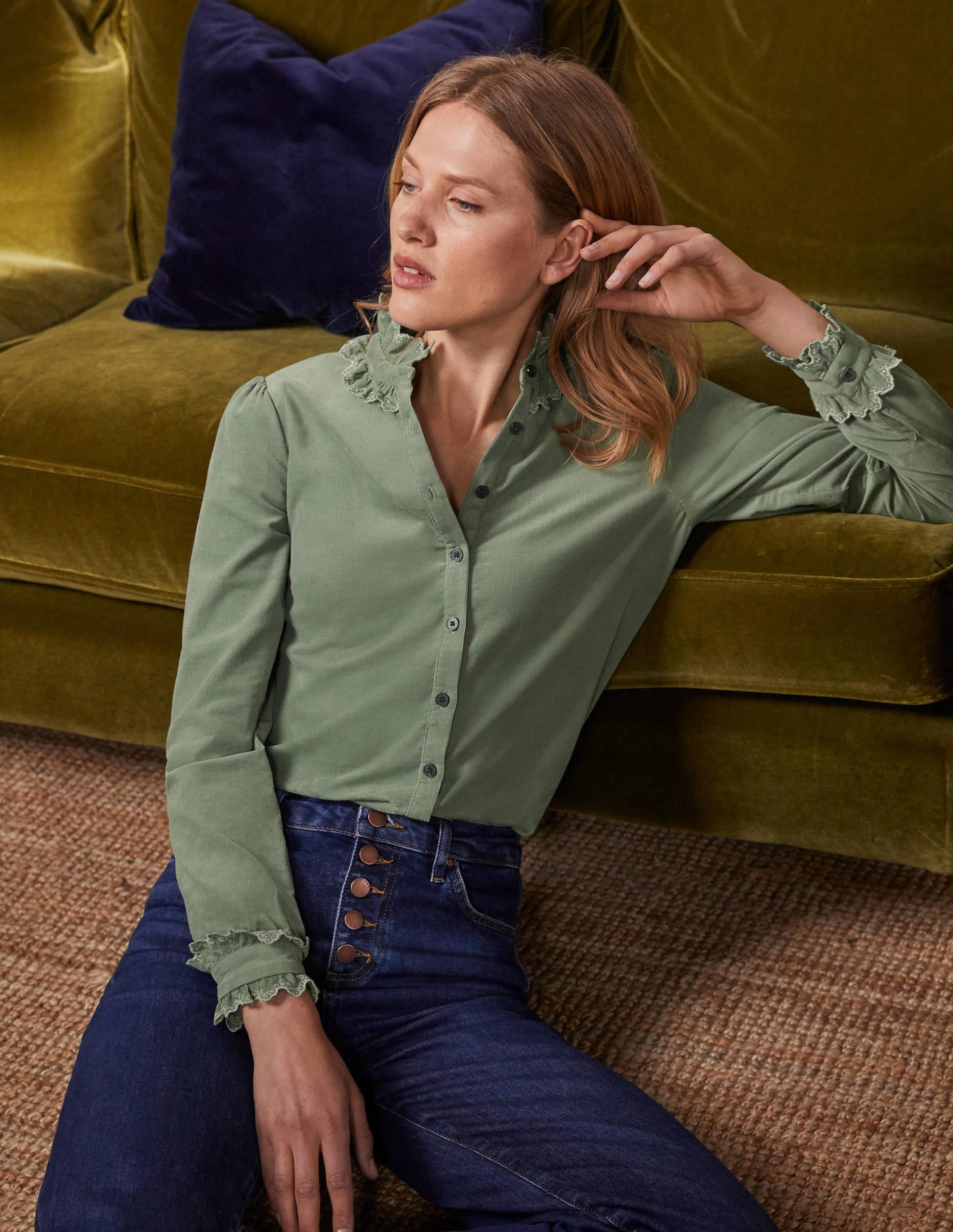 Eliza Broderie Shirt-Light Olive-6