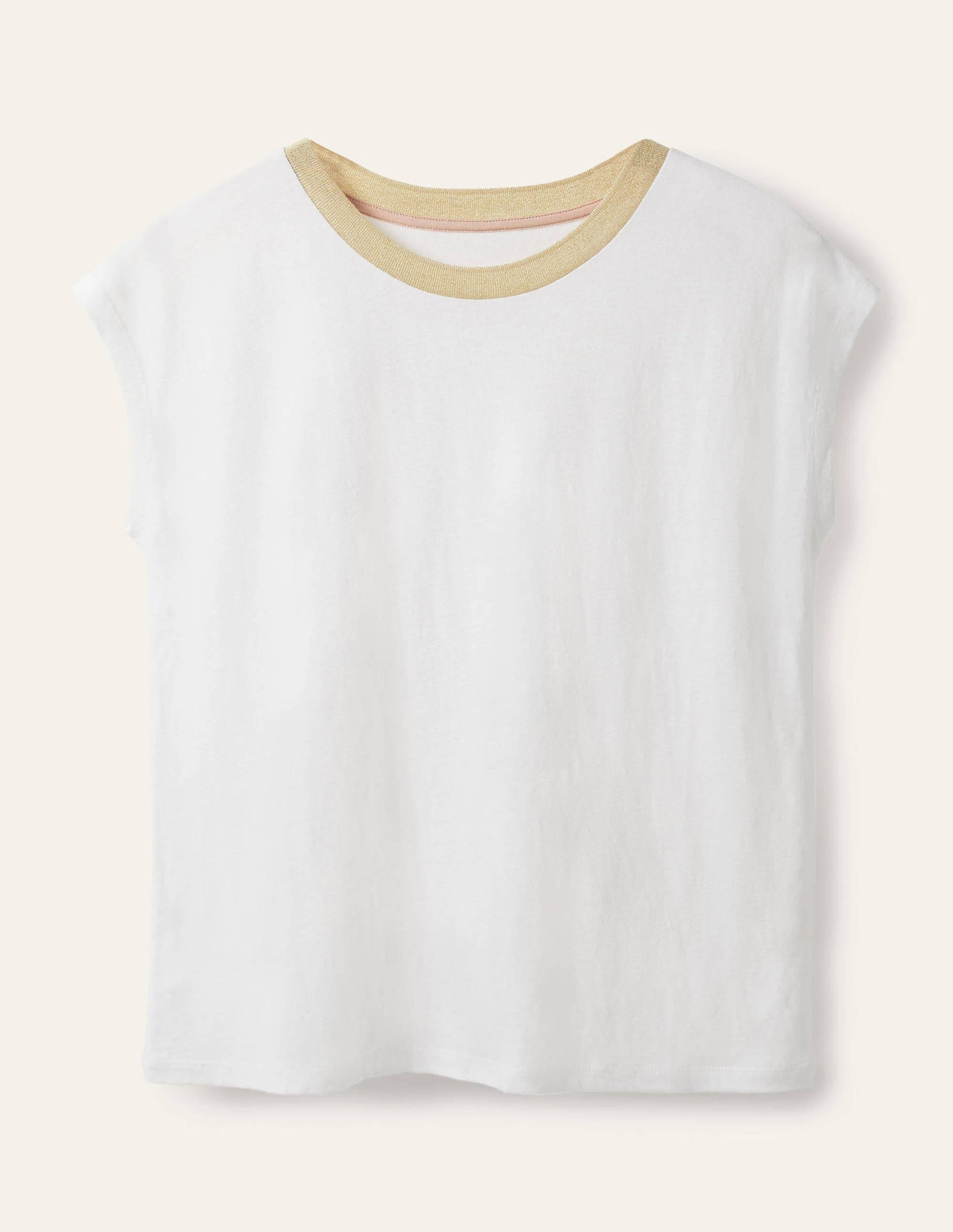 Linen Sparkle Short Sleeve Tee-White-5